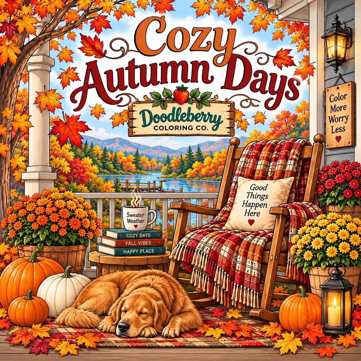 Cozy Autumn Days coloring book cover