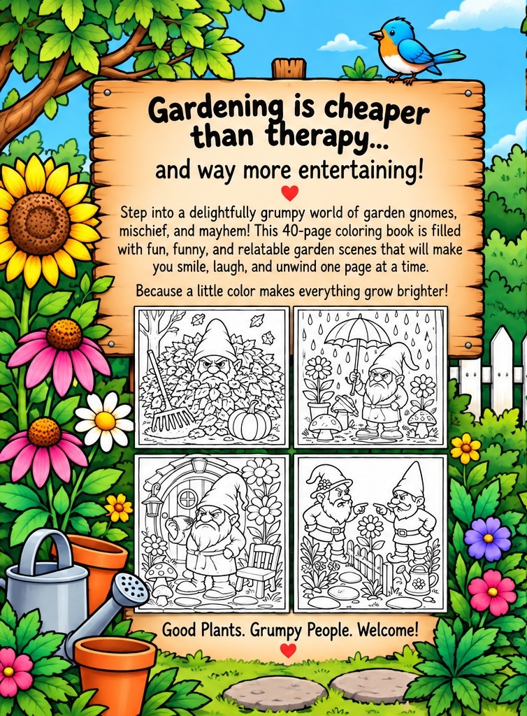 Grumpy Garden Gnomes back cover