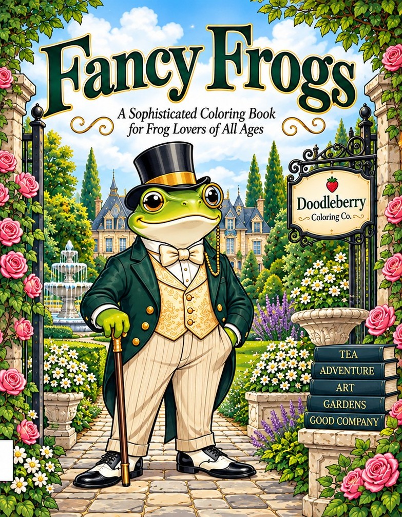 Fancy Frogs coloring book cover