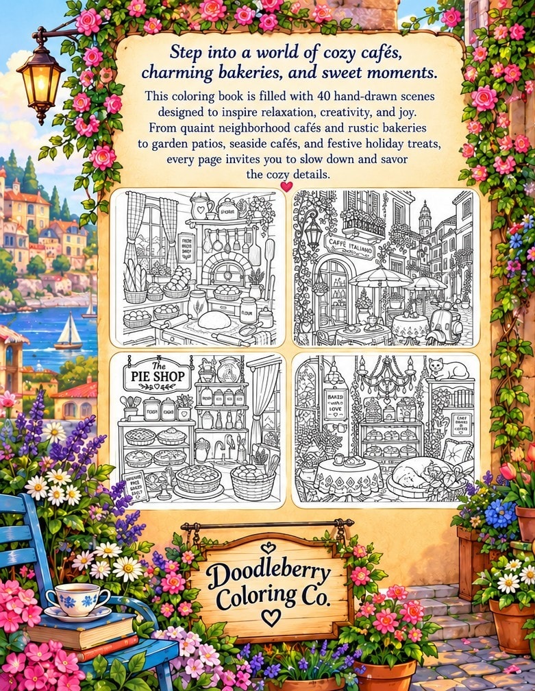 Cozy Cafes and Bakeries back cover