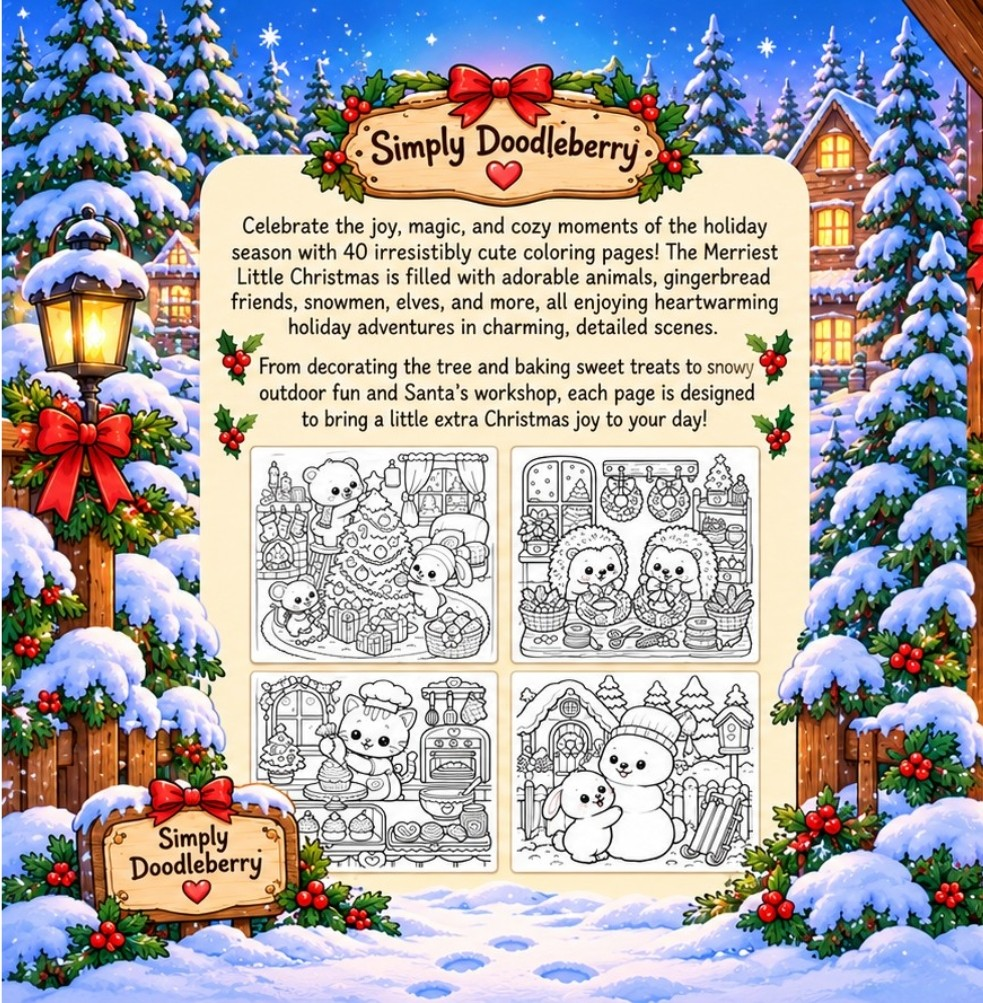 Simply Doodleberry The Merriest Little Christmas back cover