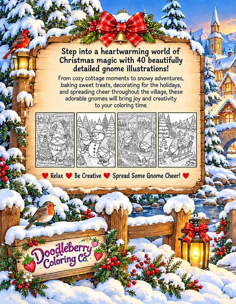 Christmas Gnomes Spreading Cheer back cover