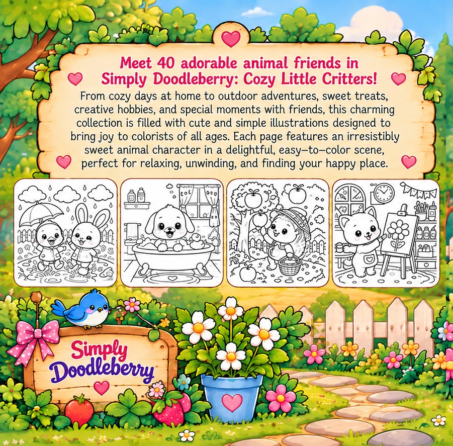Simply Doodleberry Cozy Little Critters back cover