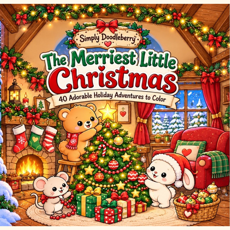 Simply Doodleberry The Merriest Little Christmas coloring book cover