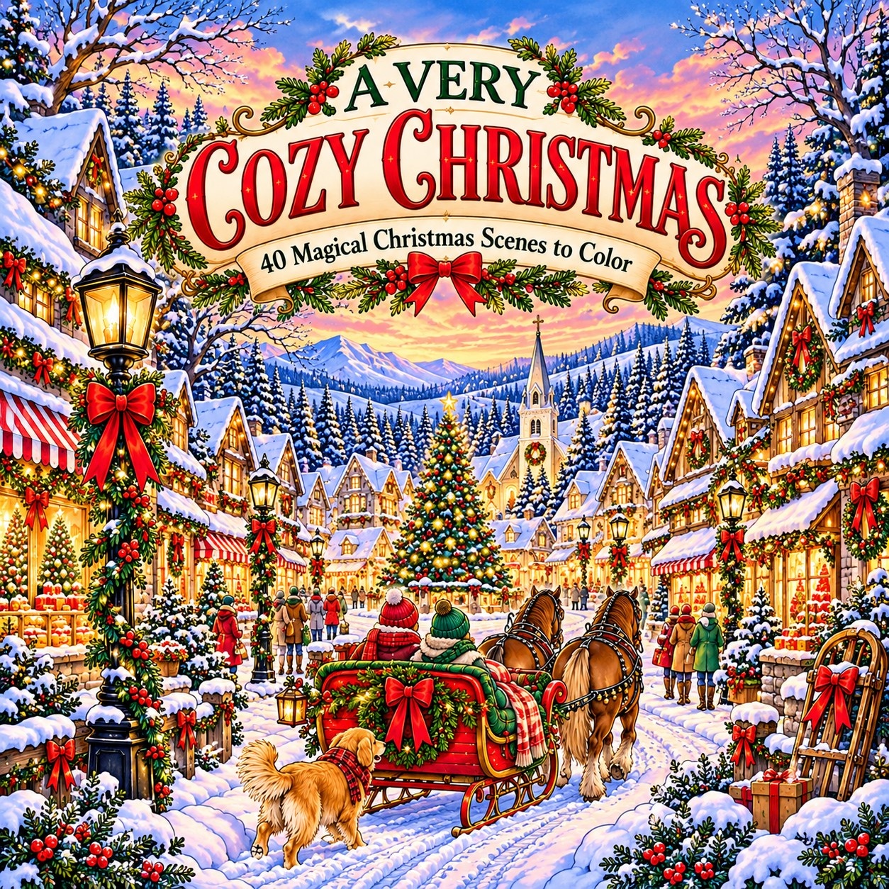 A Very Cozy Christmas coloring book cover