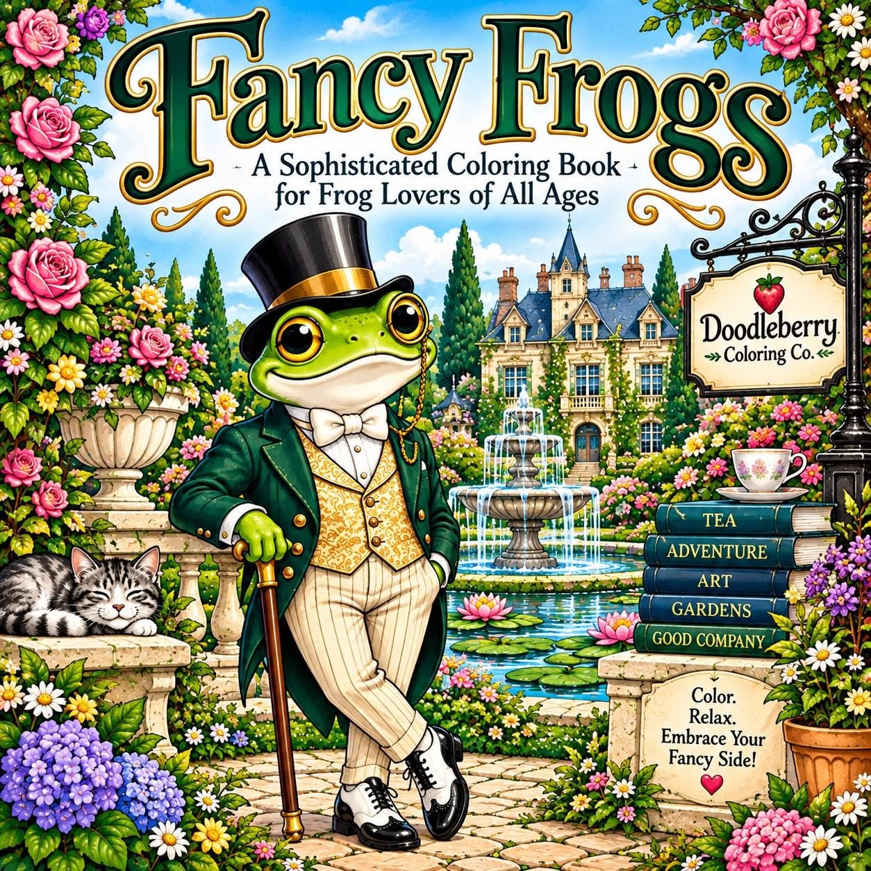 Fancy Frogs coloring book cover