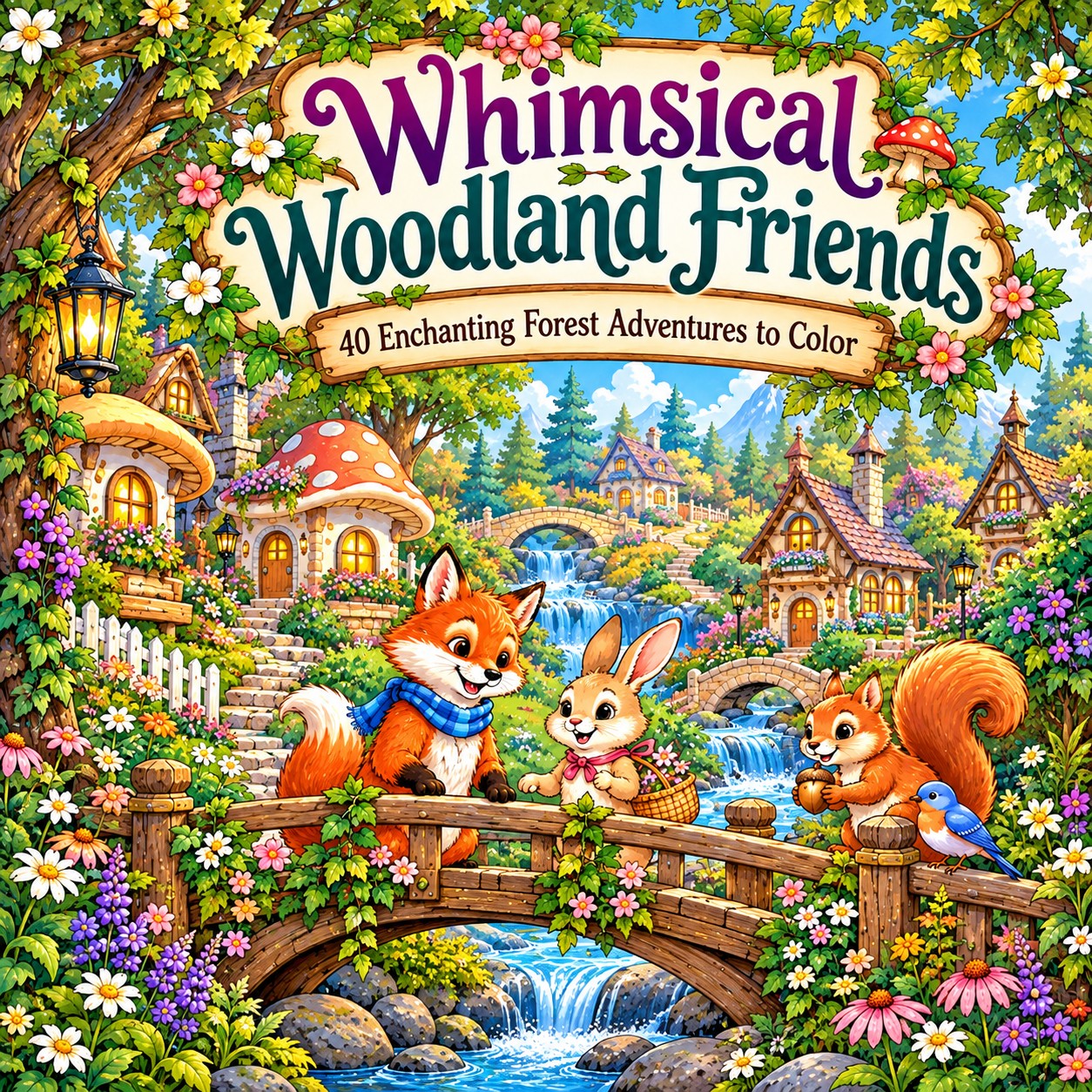 Whimsical Woodland Friends coloring book cover