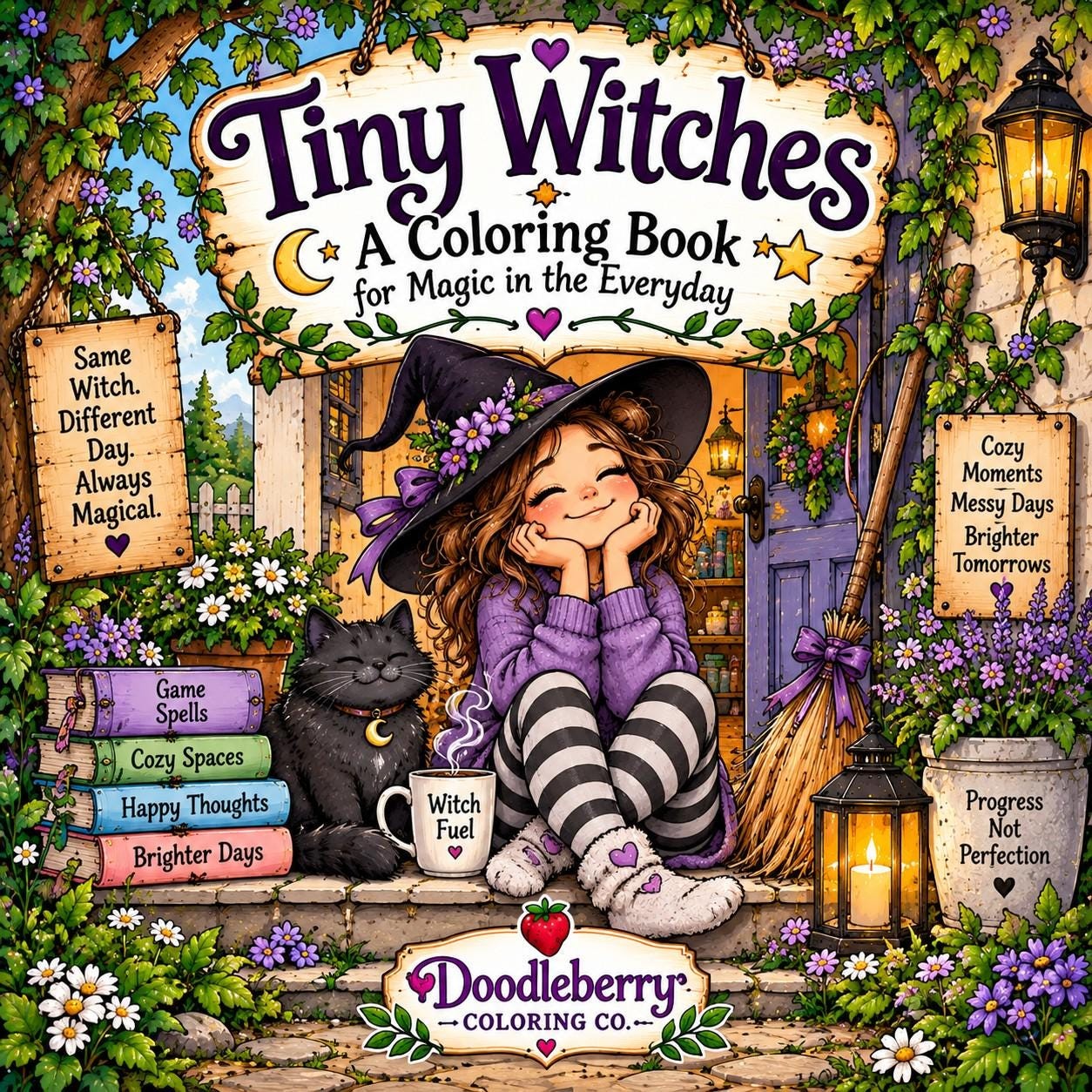 Witchy Little Moments coloring book cover
