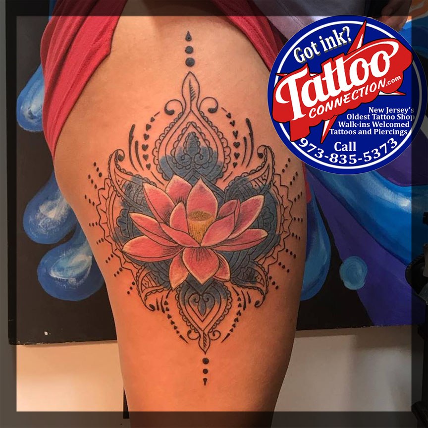 Lotus henna-style tattoo by Joe Kennedy