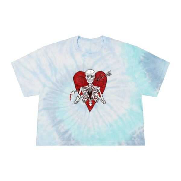 Women’s Tie-Dye Skull Heart Crop Tee