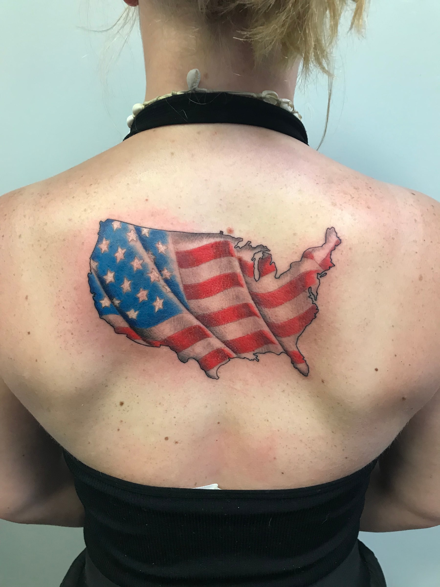 American flag United States map tattoo by Rob Scotti
