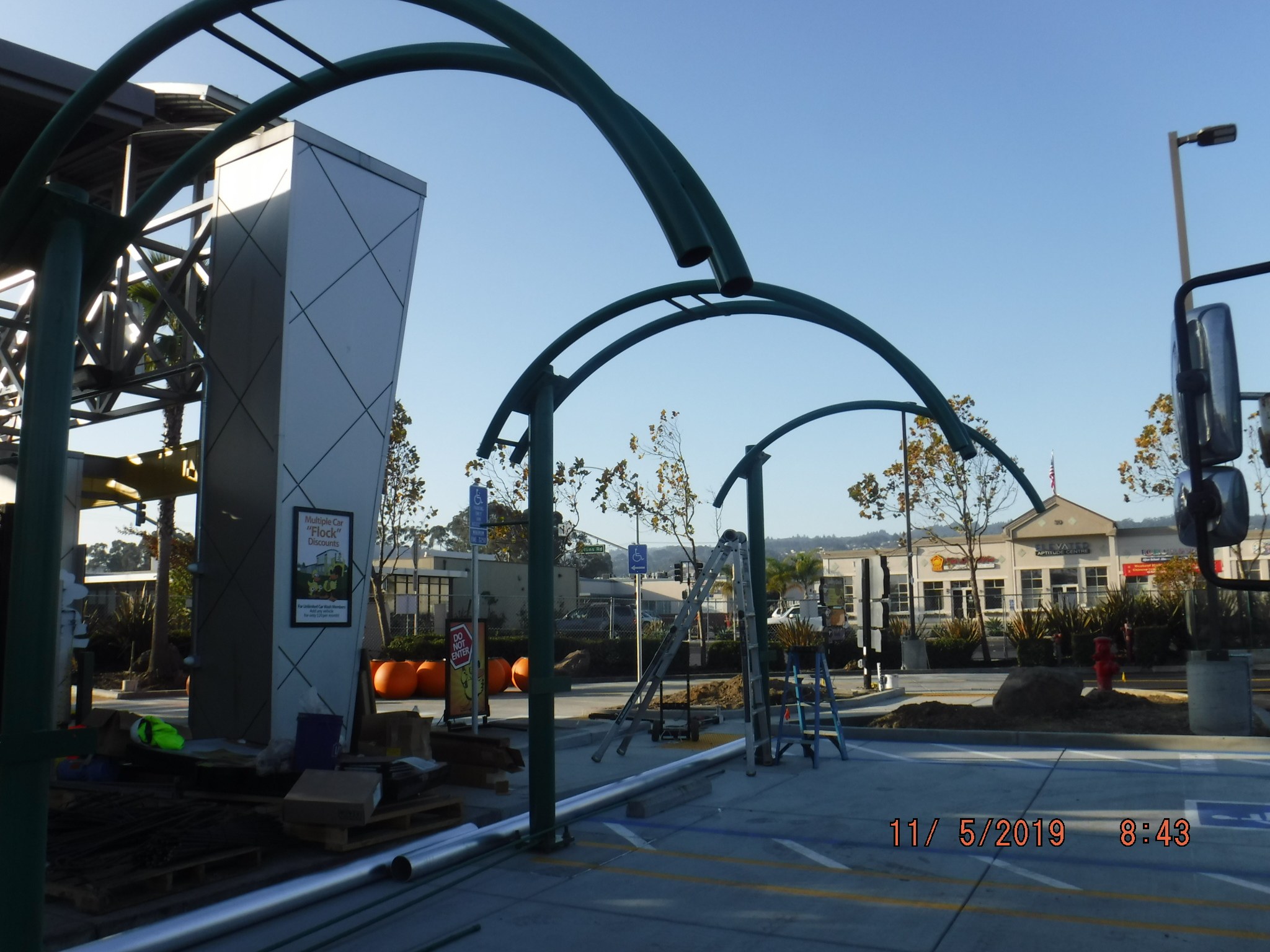 Commercial construction work underway at a retail site