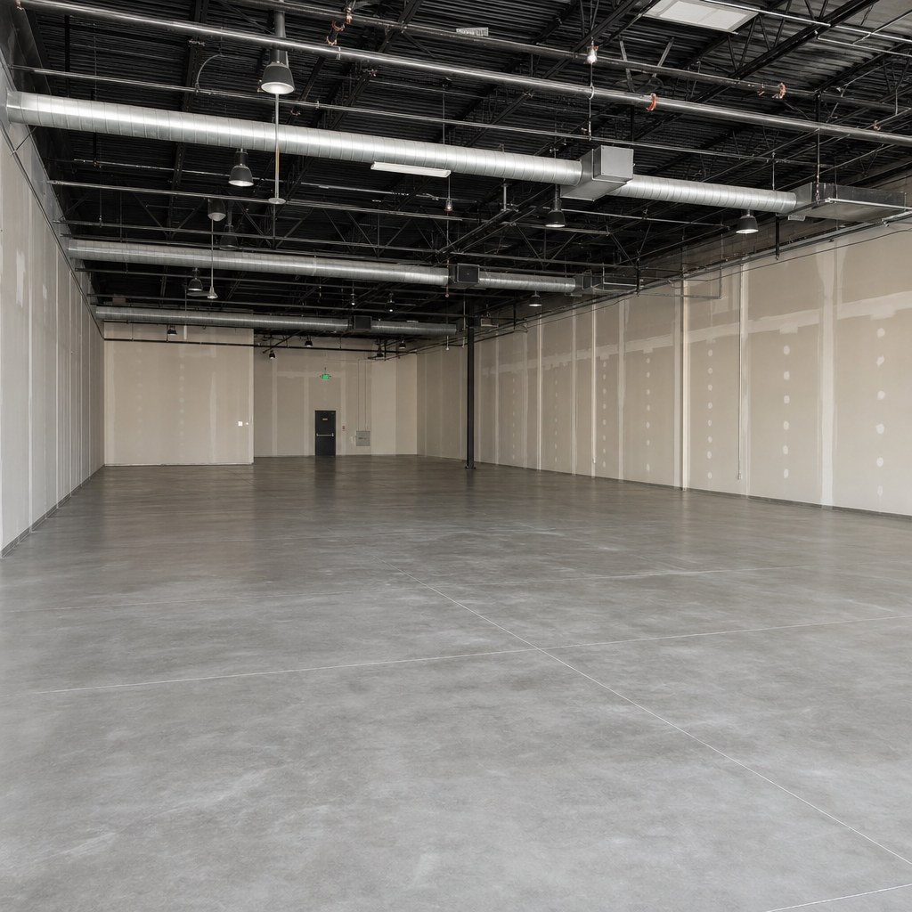 Vacant commercial vanilla shell with finished base systems ready for tenant build-out