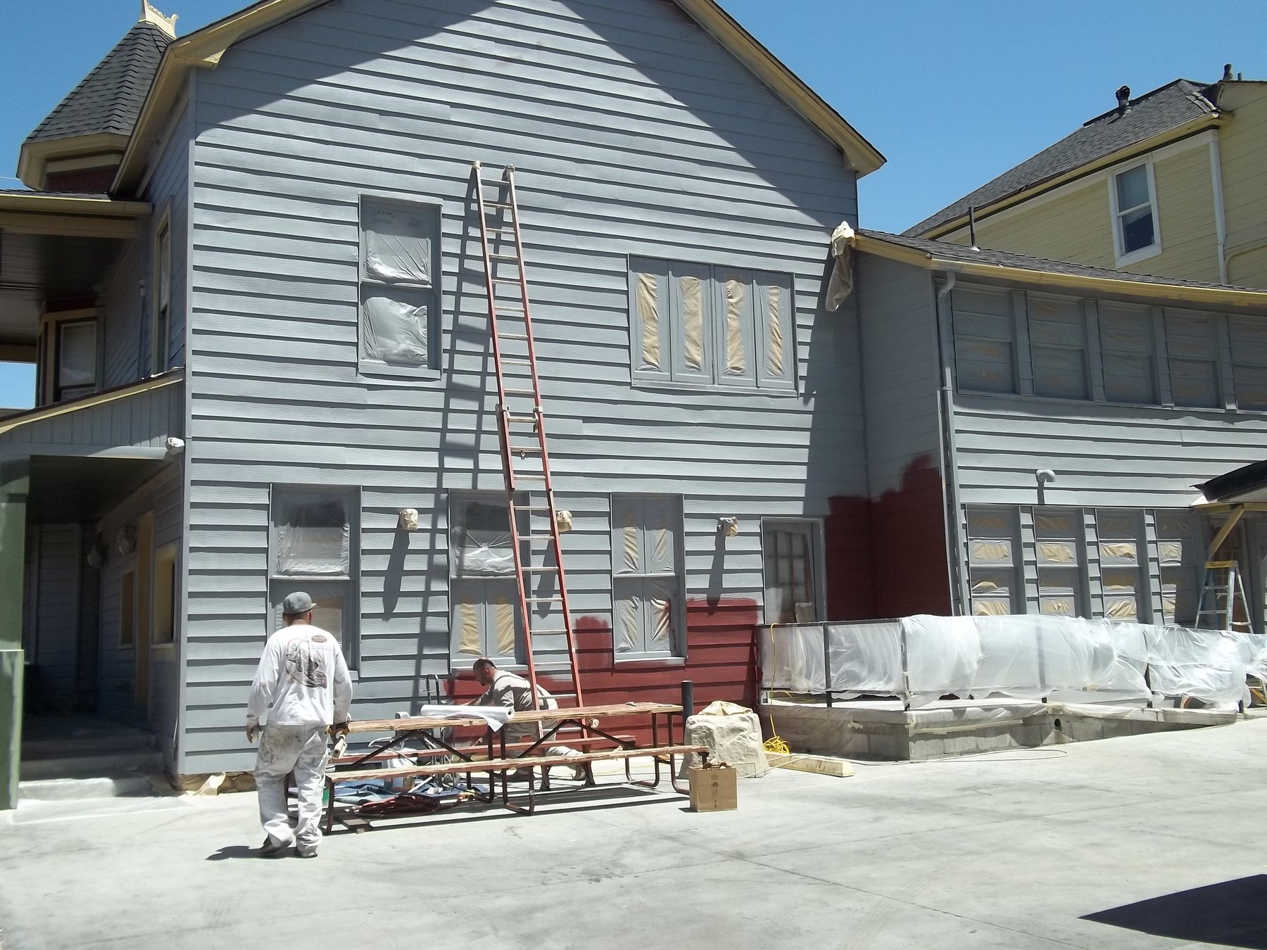 Historic home exterior during a residential construction project
