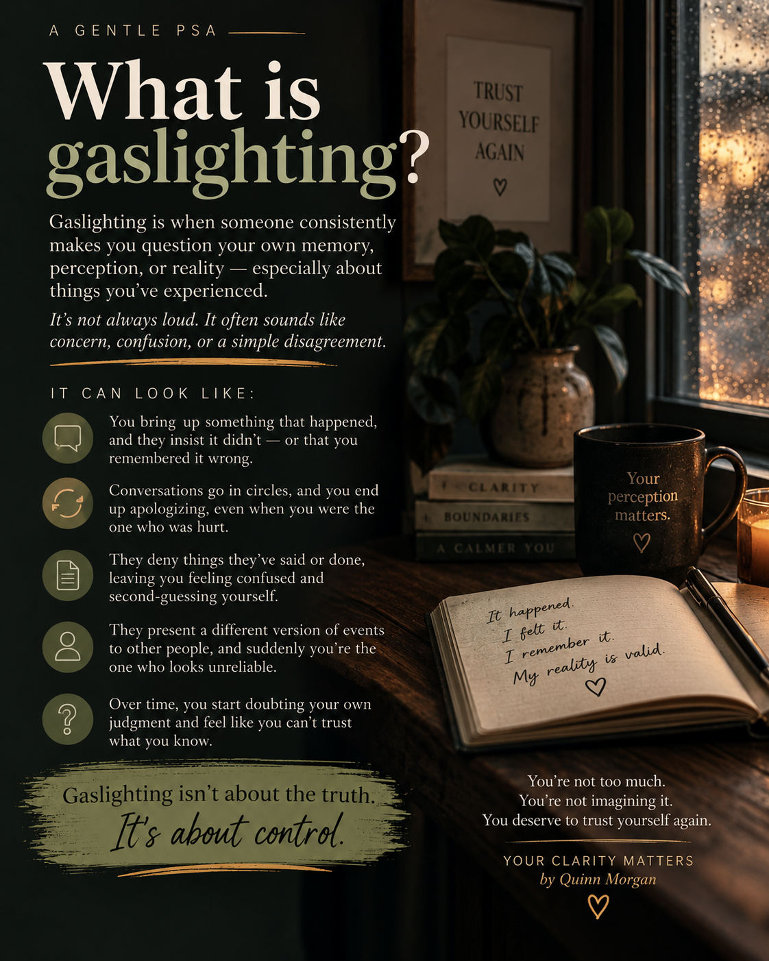 Quick reference explaining what gaslighting can look like