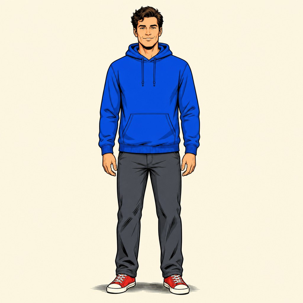 Illustration of a comfortable hoodie fit