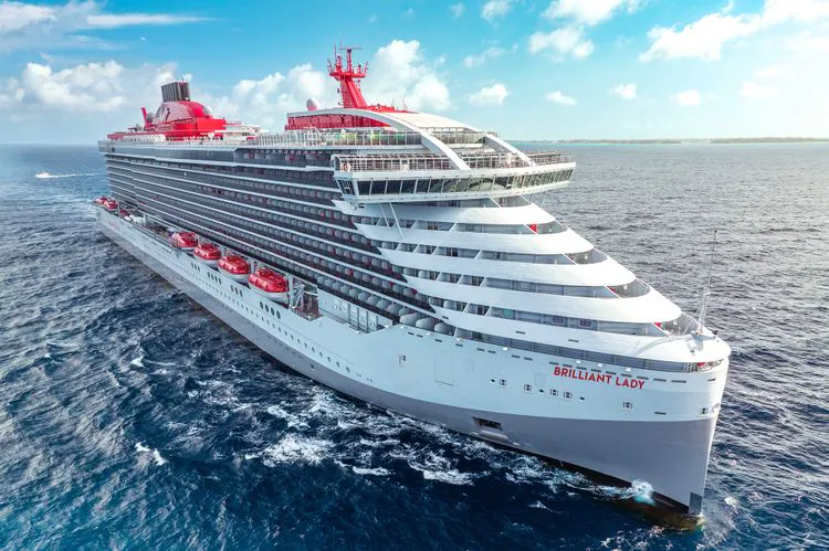 Virgin Voyages Brilliant Lady sailing at sea