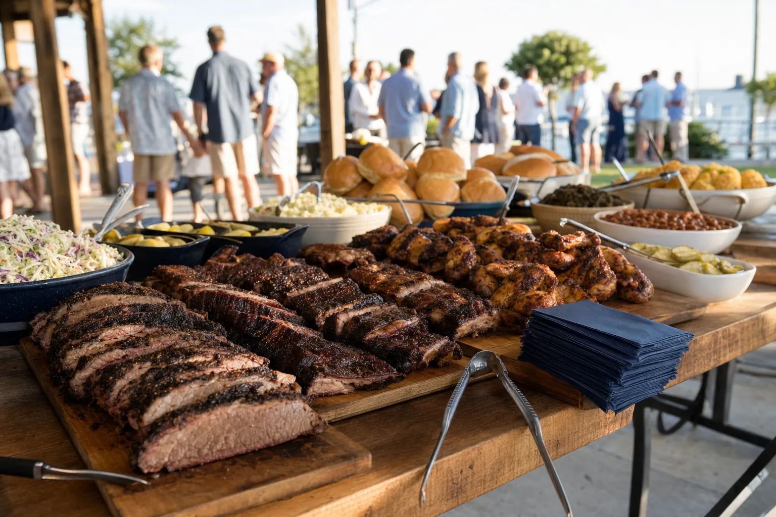 Barbecue buffet prepared for a community gathering