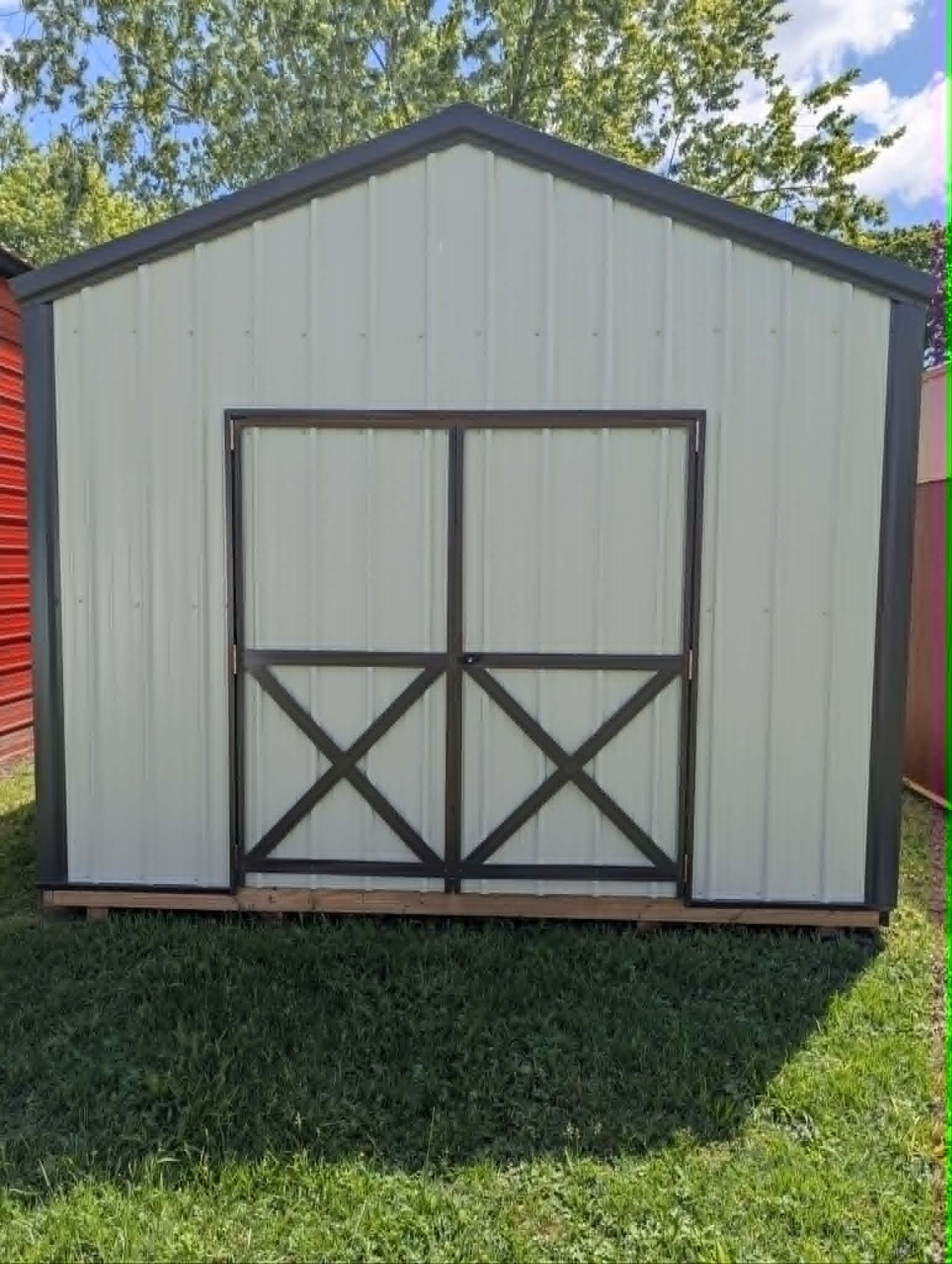 Large portable building with double doors