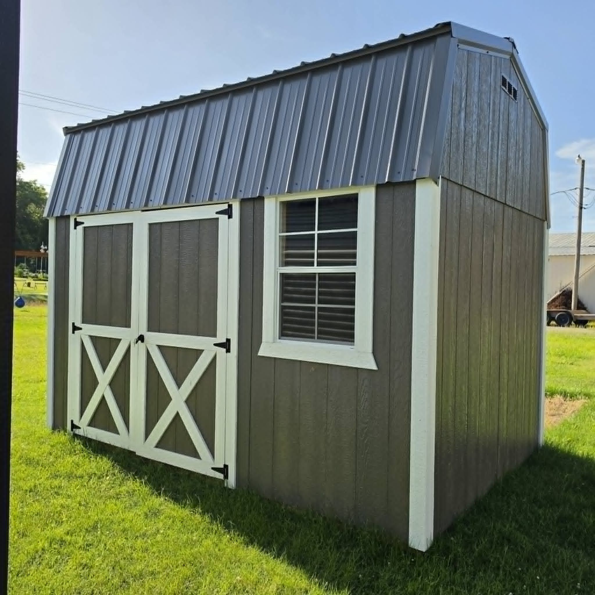 Tall portable building with double doors