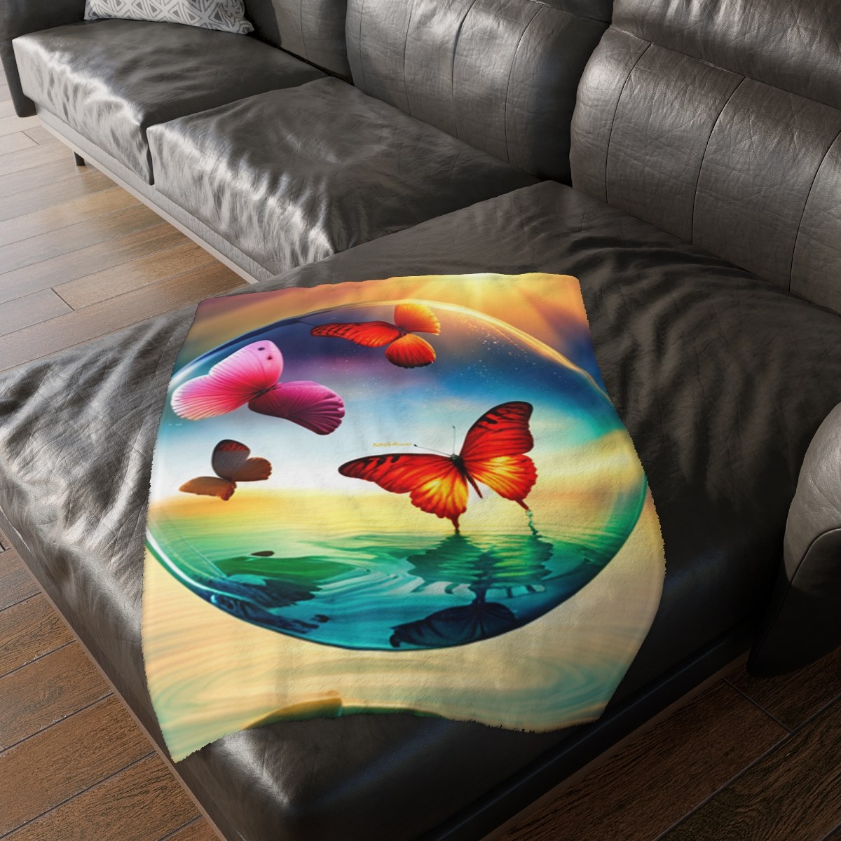 Water Bubbles Memories Velveteen Minky Blanket (Two-sided print)