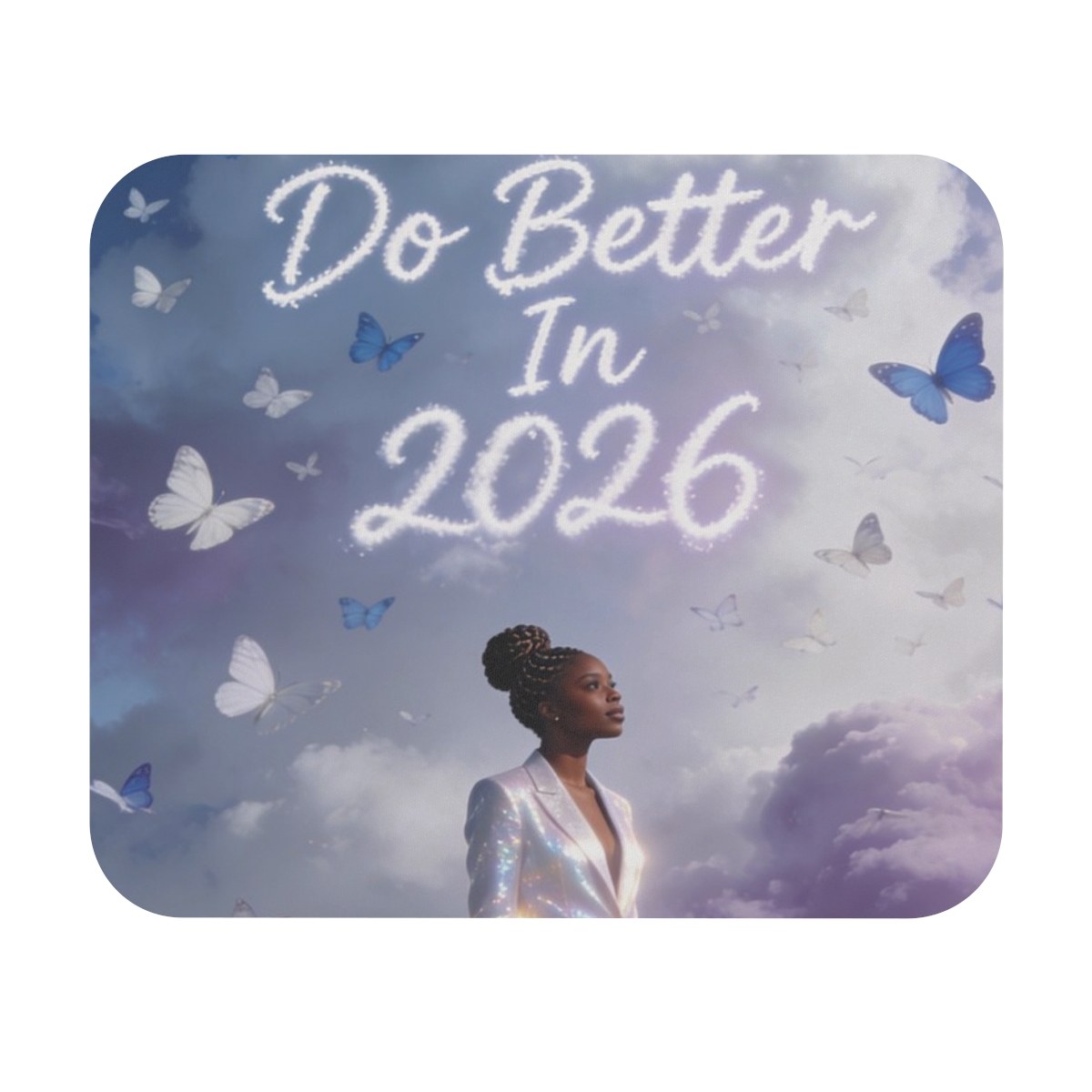 Do Better in 2026 Mouse Pad — Inspirational Desk Mat with Butterflies
