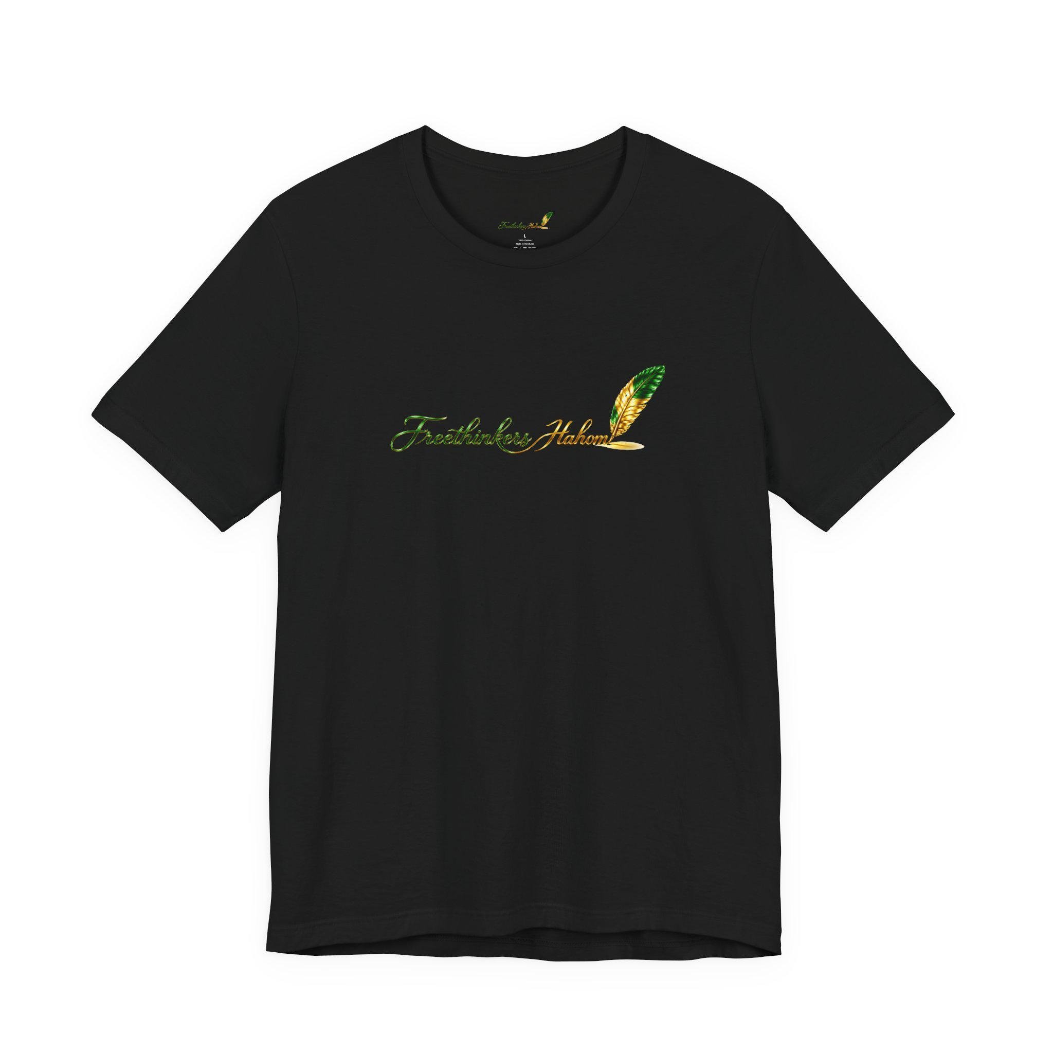 Freethinkers Feather Script Tee | Quill Calligraphy Graphic, view 3