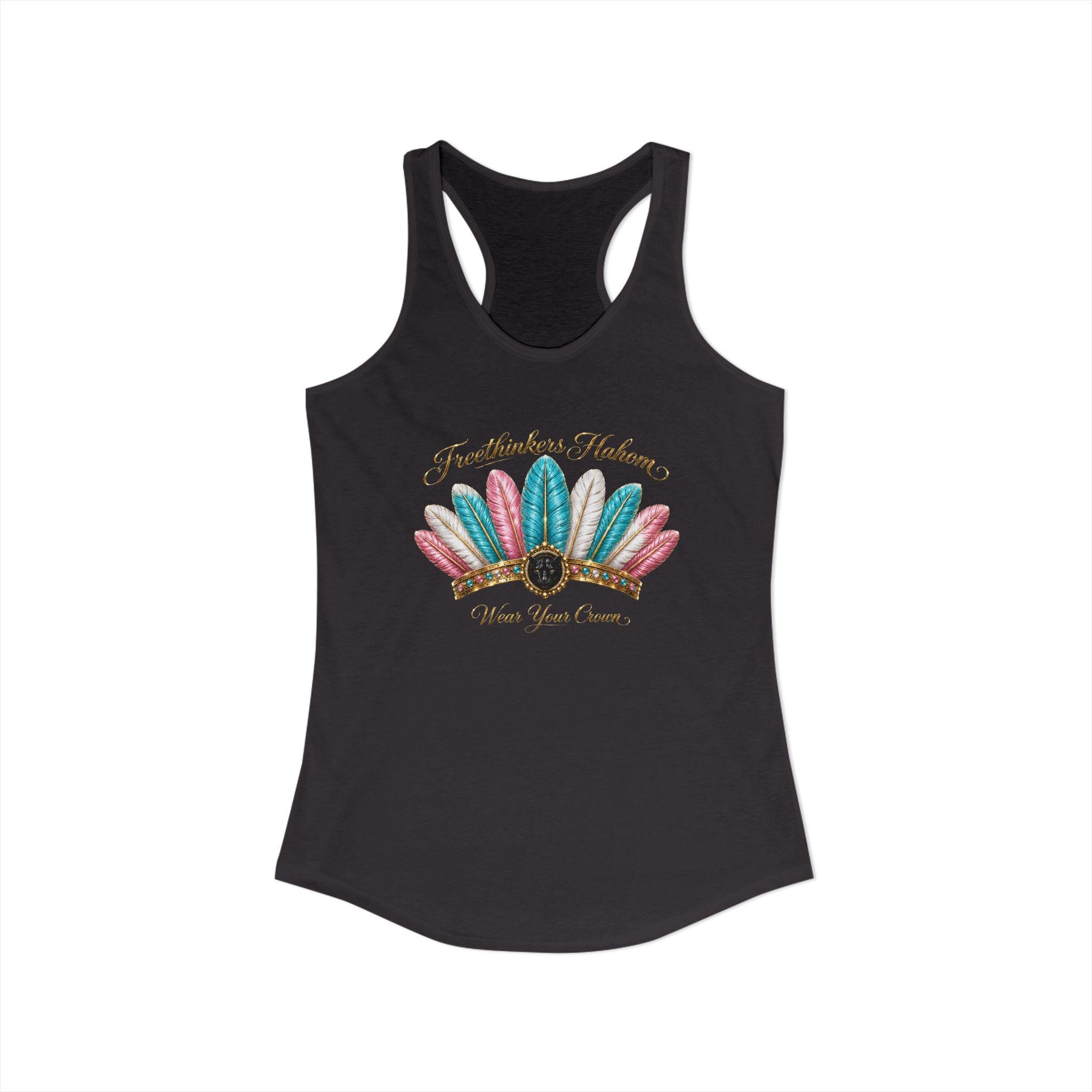 Freethinkers Hahom Feathered(Cotton Candy) Crown Women's Ideal Racerback Tank, view 2