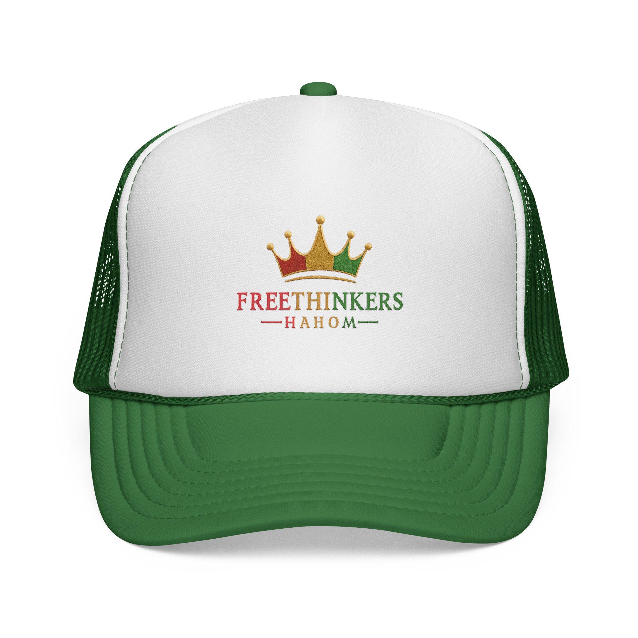 Freethinkers Hahom Trucker Hat — Crown Logo Mesh Cap for Independent Thinkers, view 2