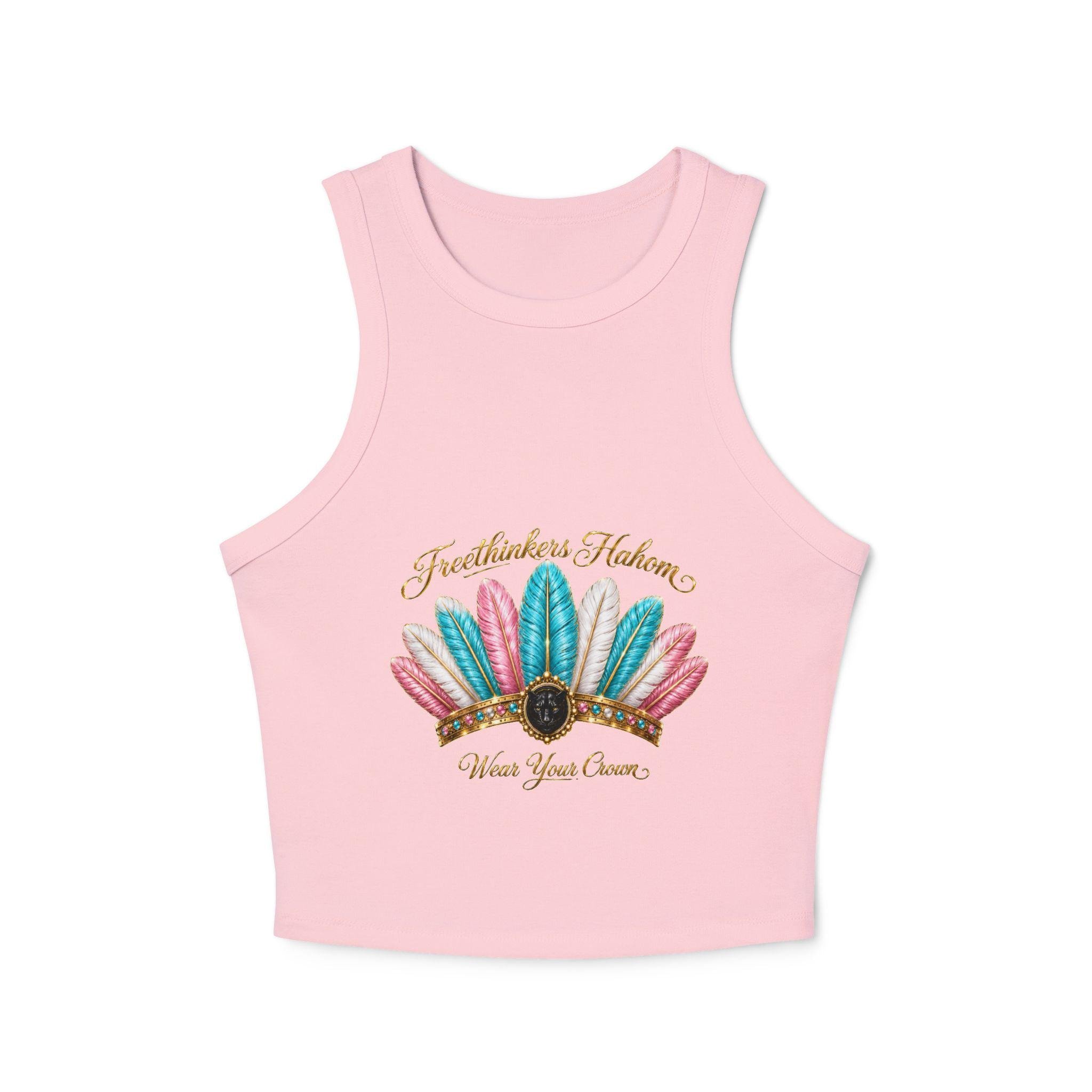 Cotton Candy Feathered Crown Halo Racer Tank, view 3