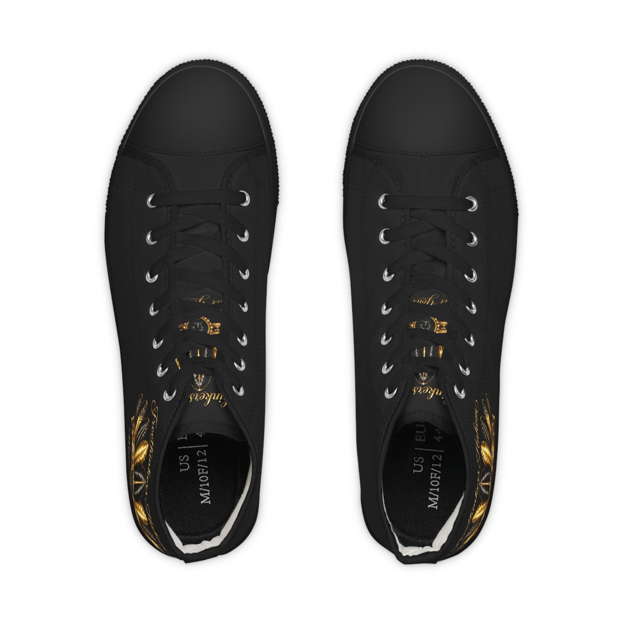 High Top Sneakers Black Gold Crown Feather Crown Design, view 2