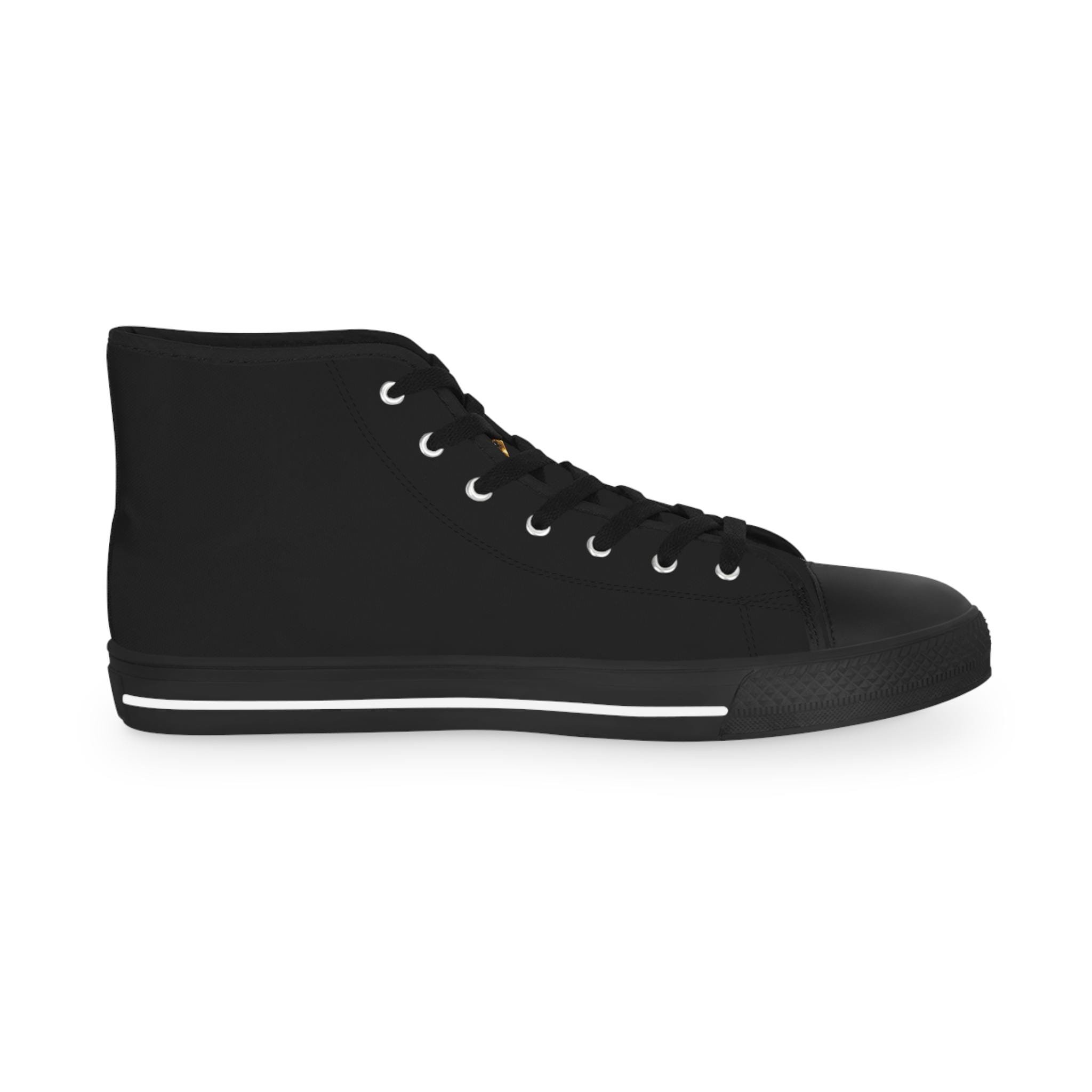 High Top Sneakers Black Gold Crown Feather Crown Design, view 4