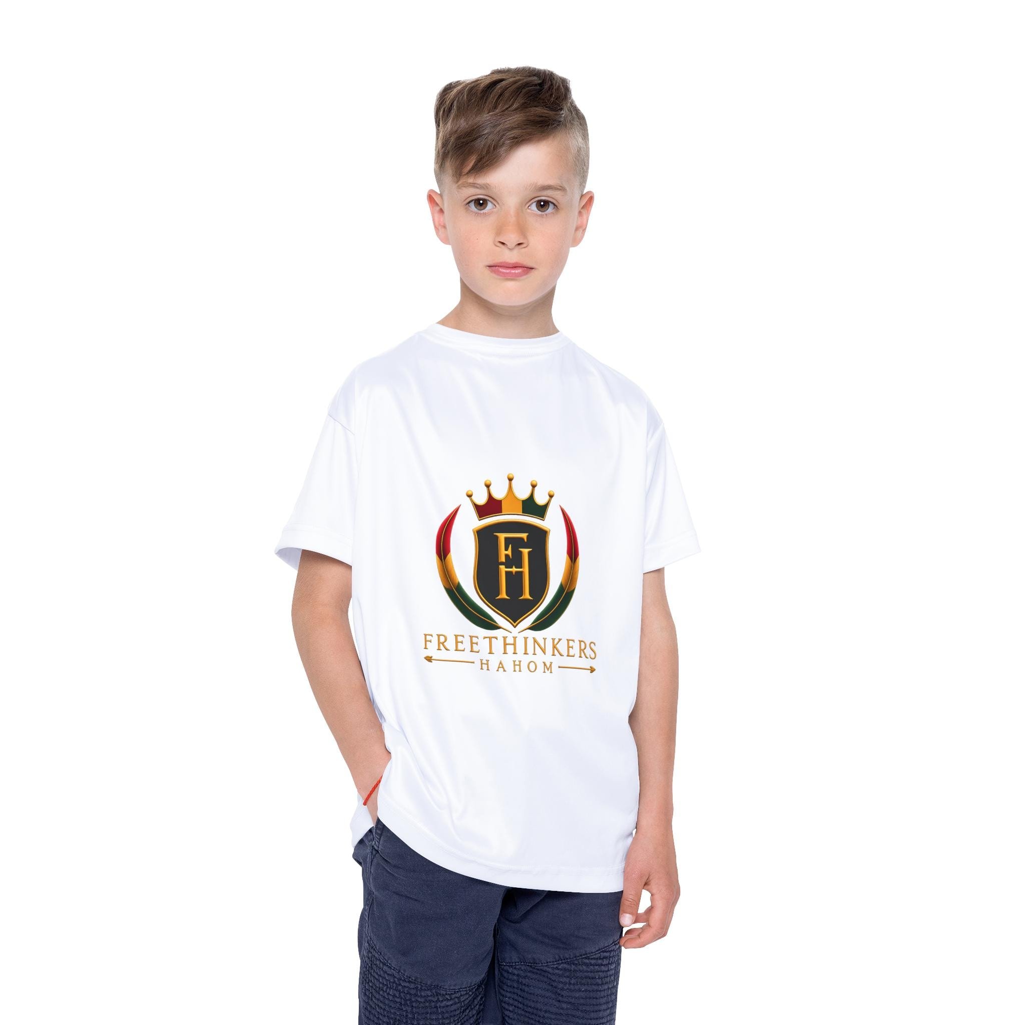 Kids Sports Jersey — Freethinkers Hahom Crest Performance Tee, view 3