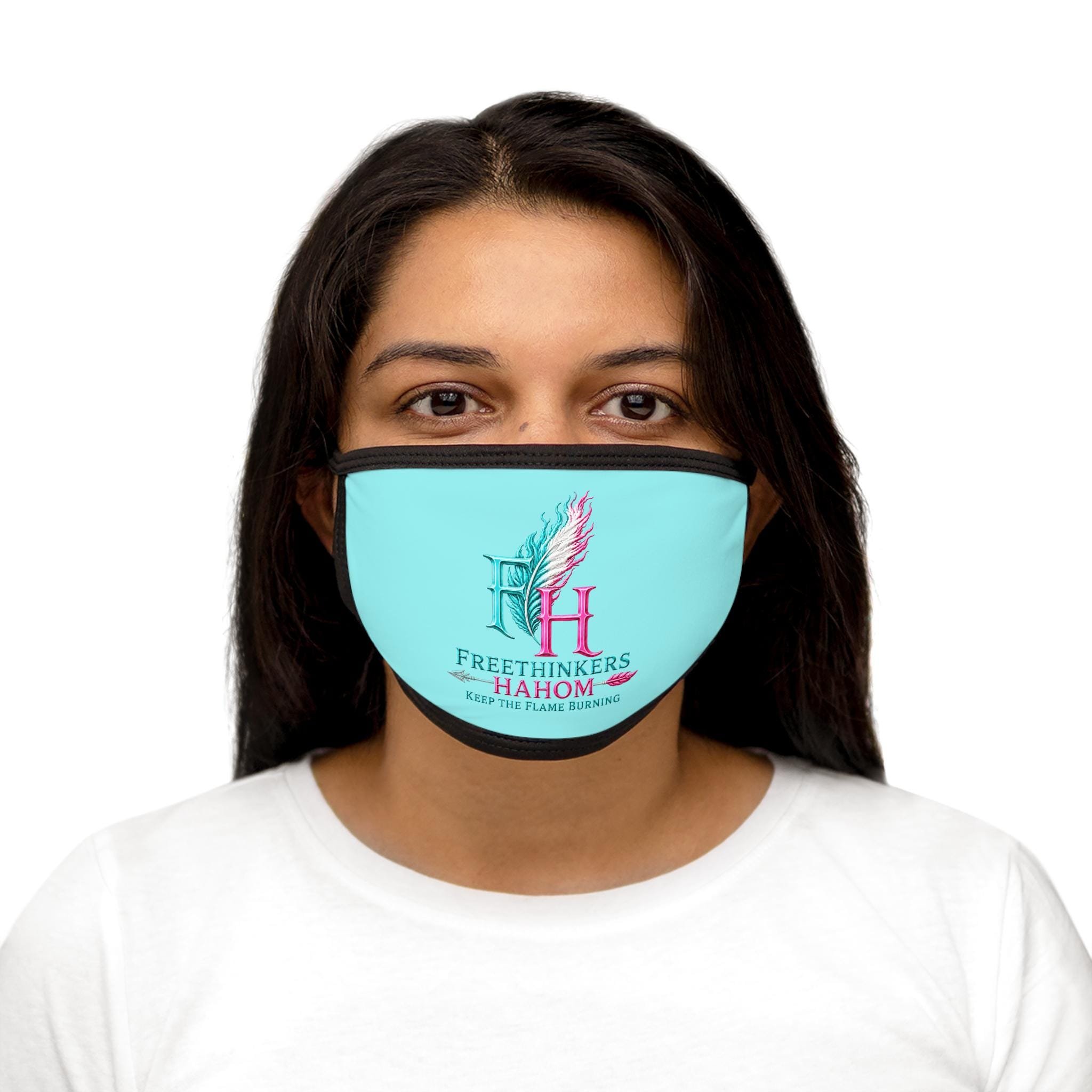 Freethinkers Hahom Feather Flame logo Face Mask | Turquoise
