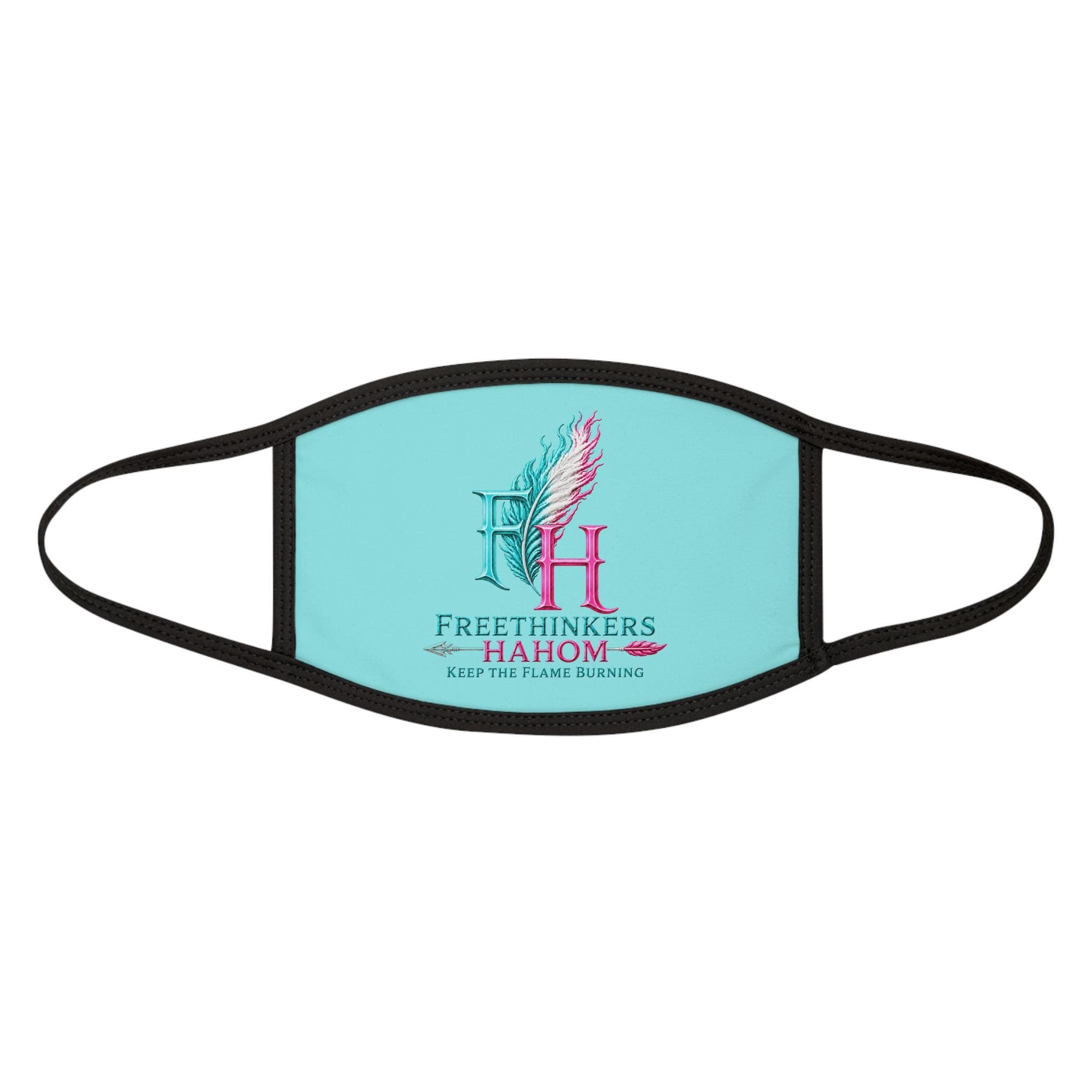 Freethinkers Hahom Feather Flame logo Face Mask | Turquoise, view 2