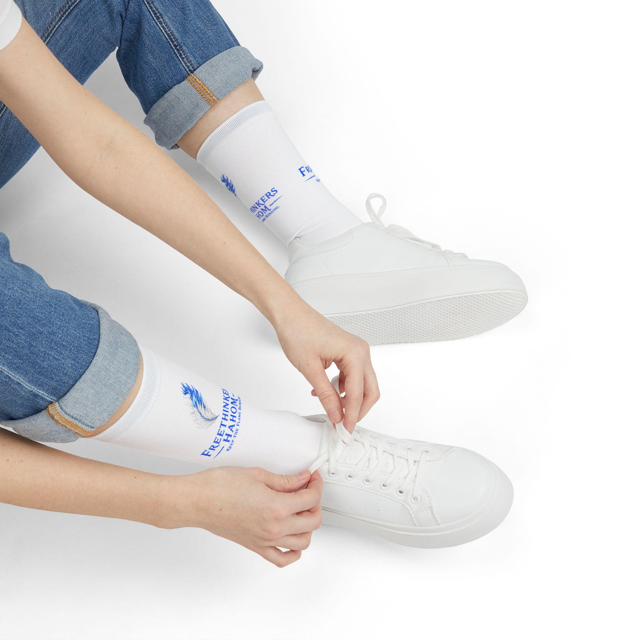 Freethinkers Hahom Logo Crew Socks | Sublimation Printed Socks, view 7