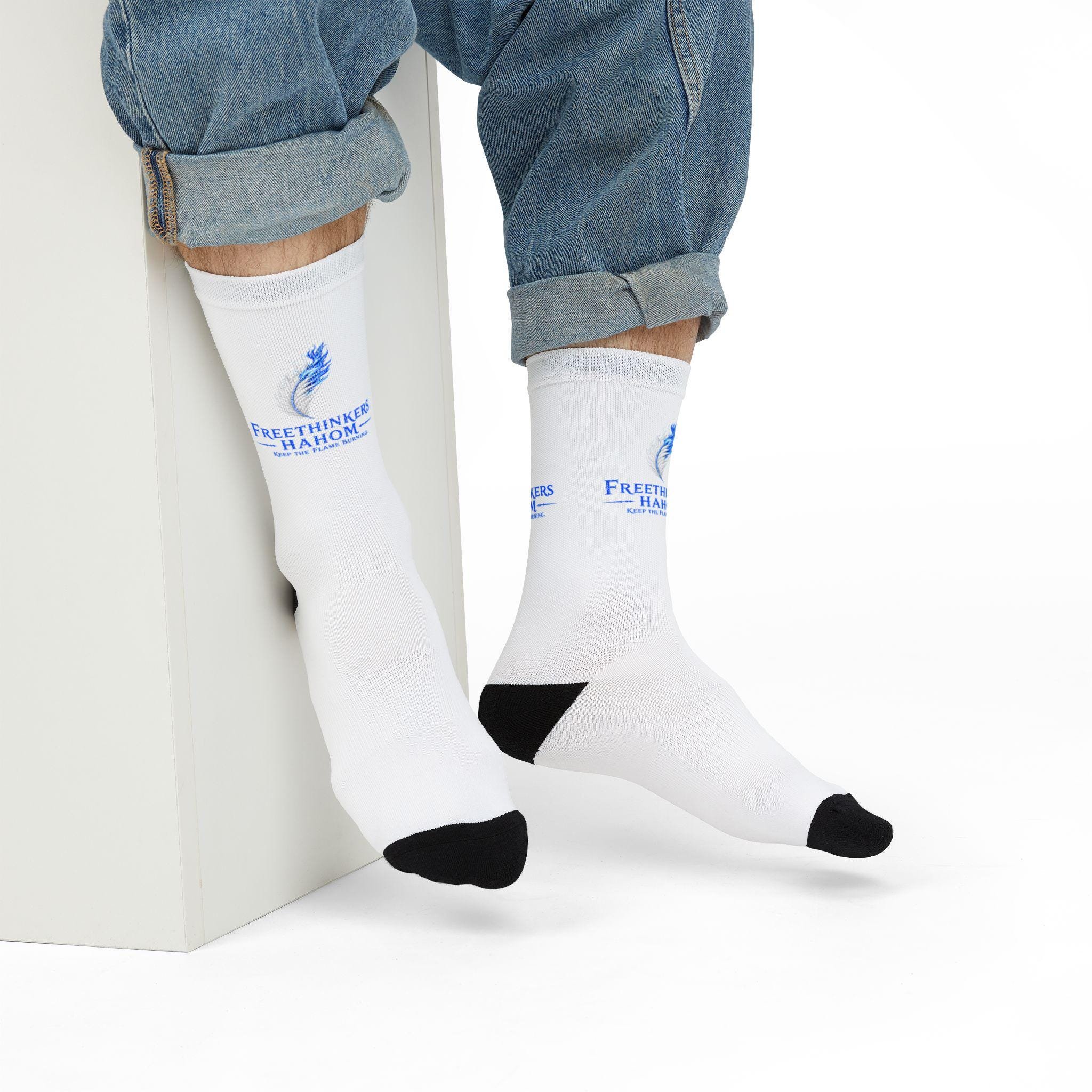 Freethinkers Hahom Logo Crew Socks | Sublimation Printed Socks, view 8