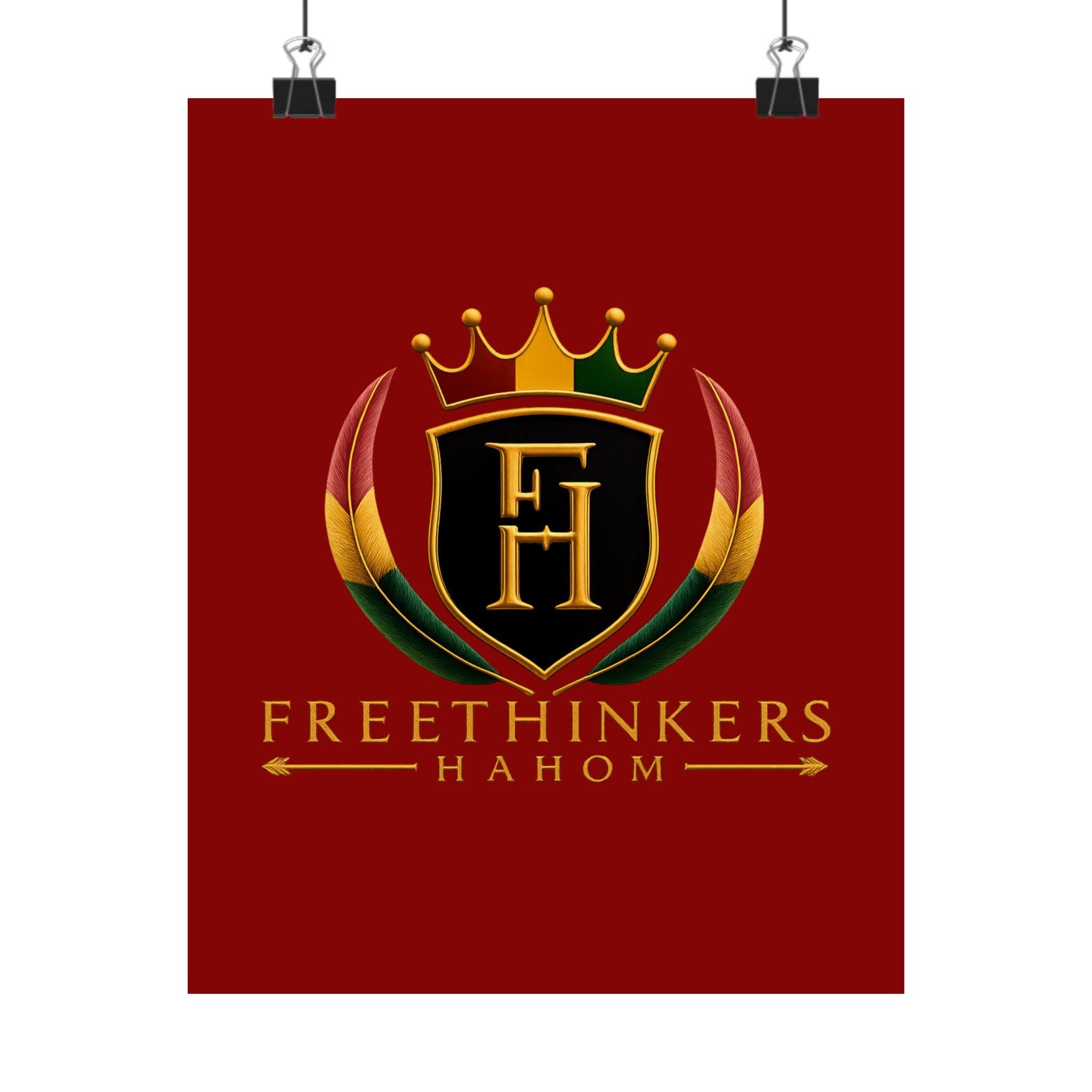 Freethinkers Hahom Crest Matte Poster | Red Shield Crown Logo