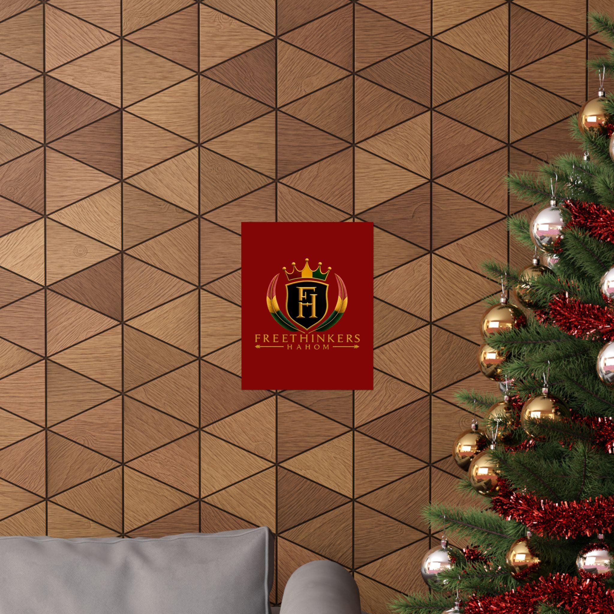 Freethinkers Hahom Crest Matte Poster | Red Shield Crown Logo, view 12