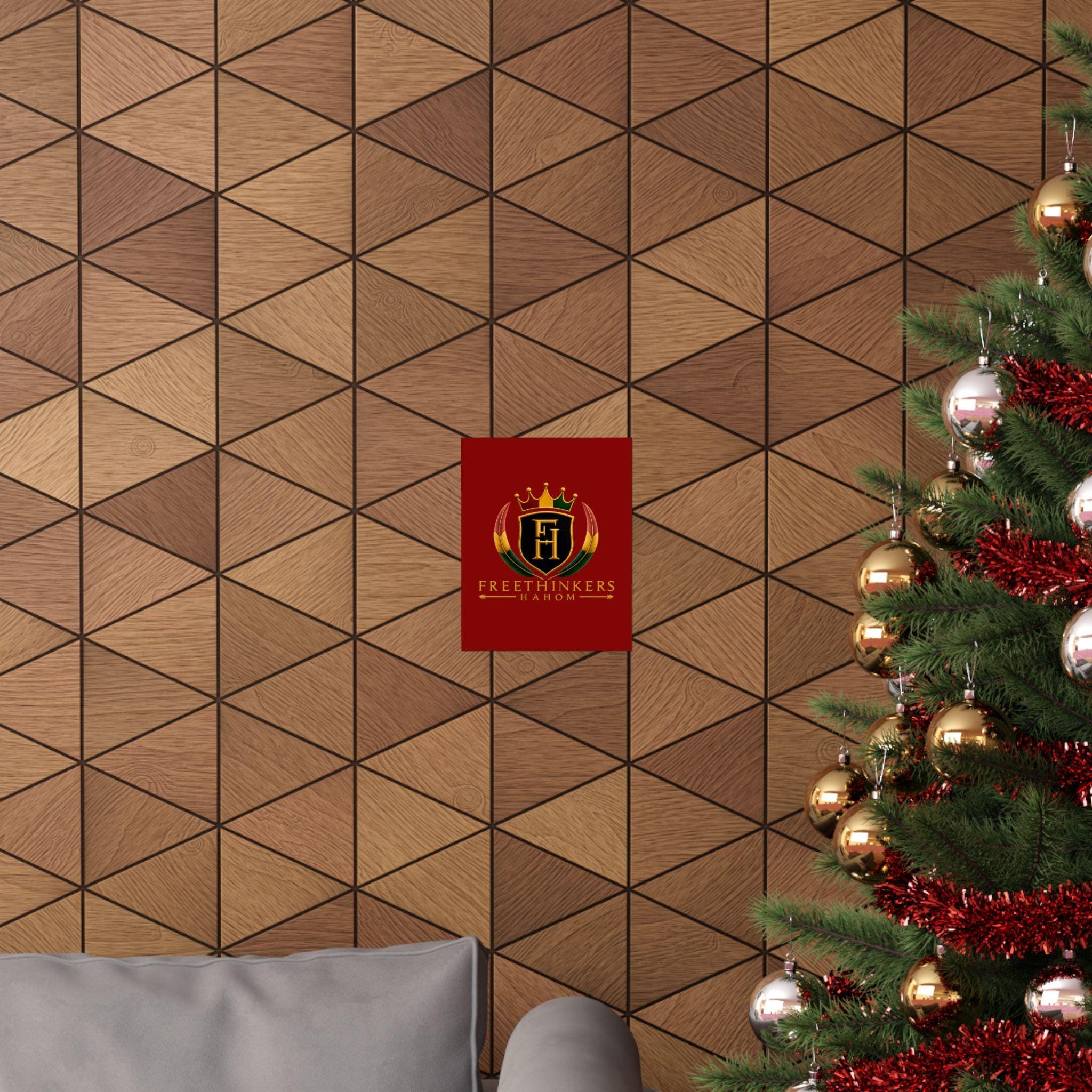 Freethinkers Hahom Crest Matte Poster | Red Shield Crown Logo, view 4