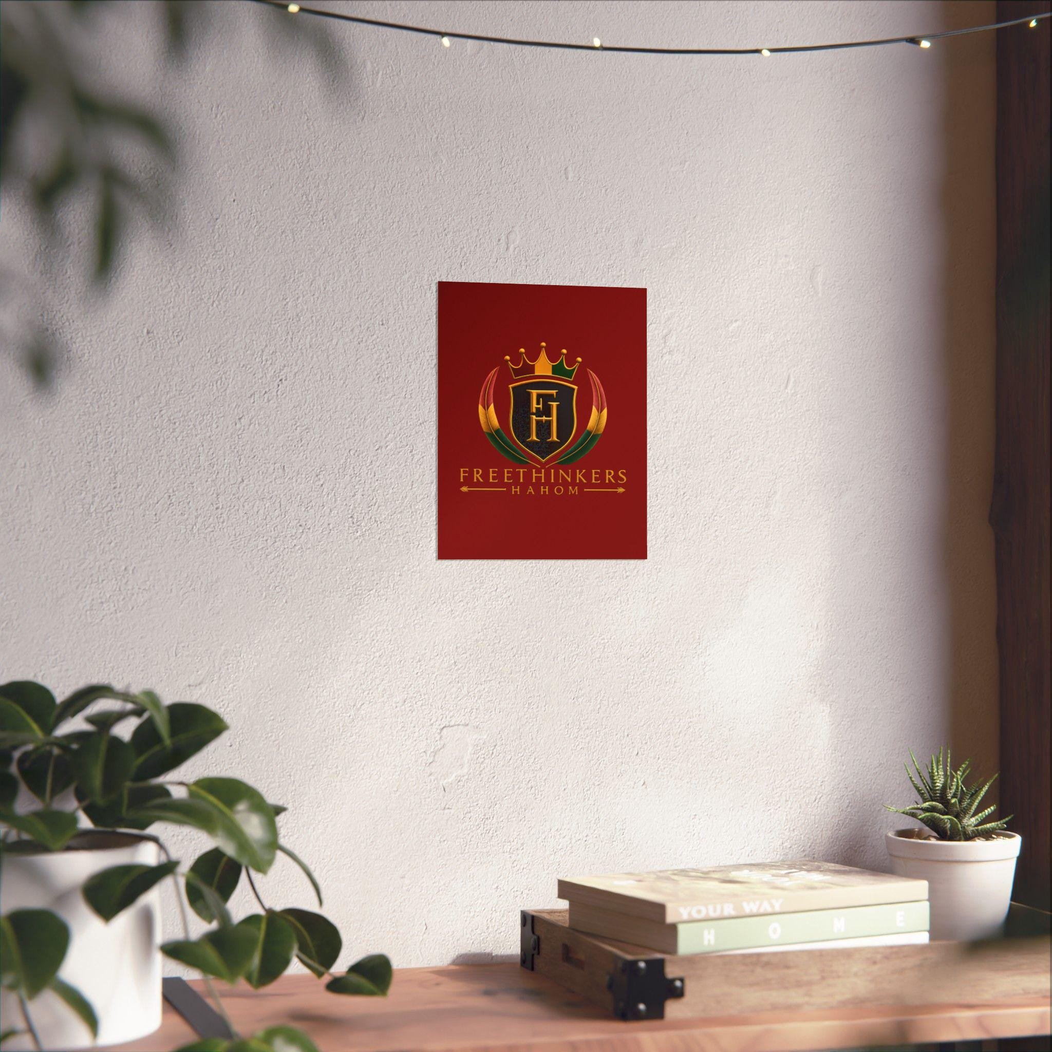 Freethinkers Hahom Crest Matte Poster | Red Shield Crown Logo, view 6