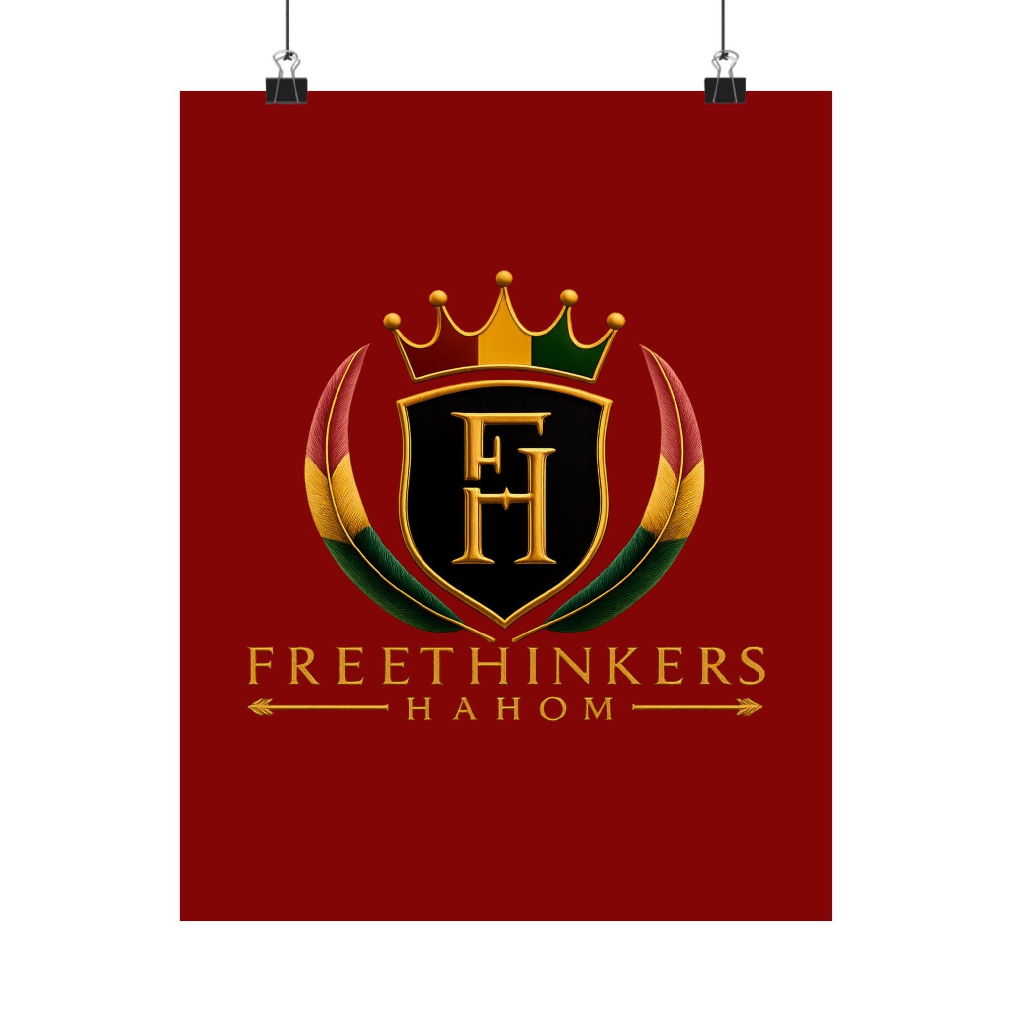 Freethinkers Hahom Crest Matte Poster | Red Shield Crown Logo, view 9