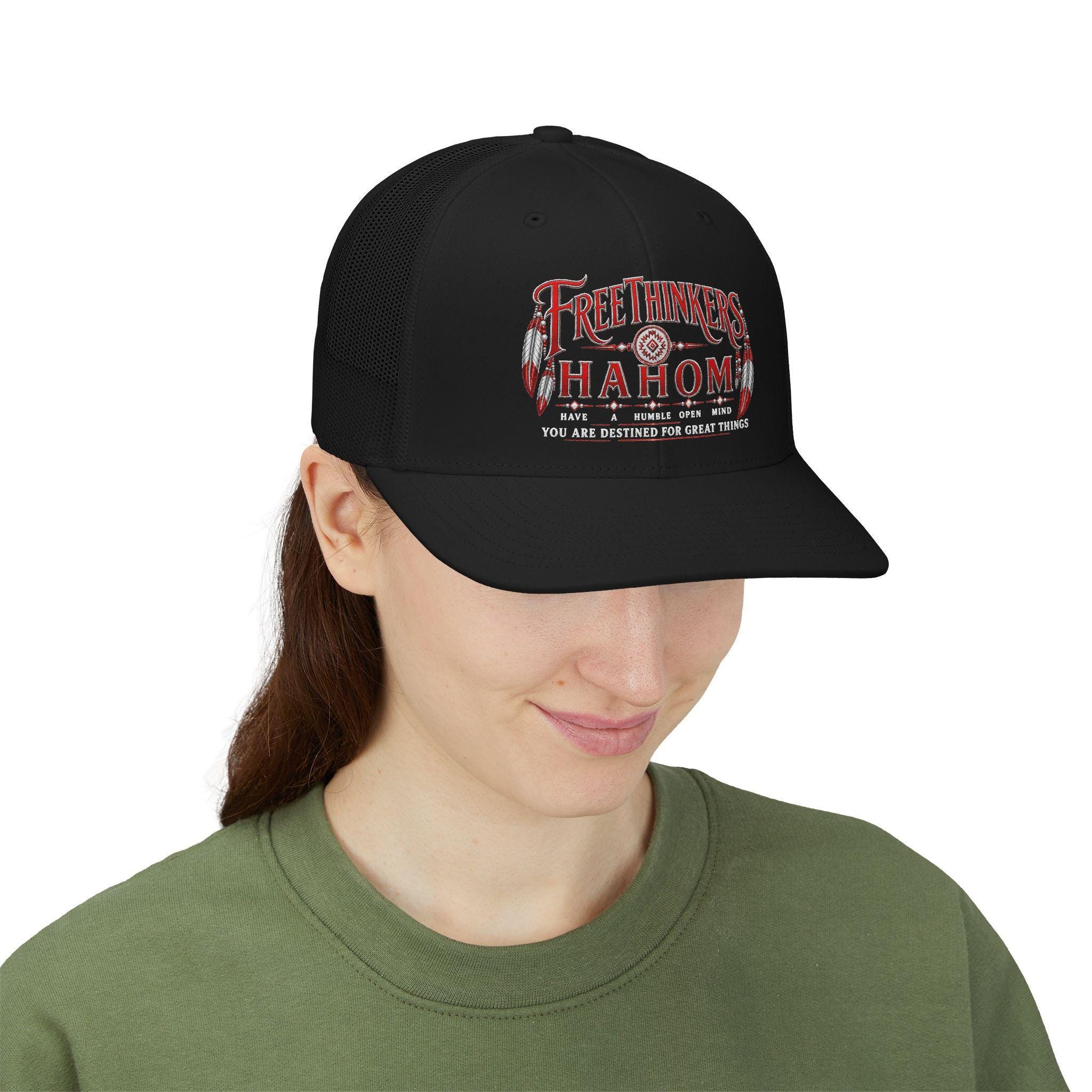 Free Thinkers HAHOM Inspirational Graphic Snapback Trucker Cap, view 4