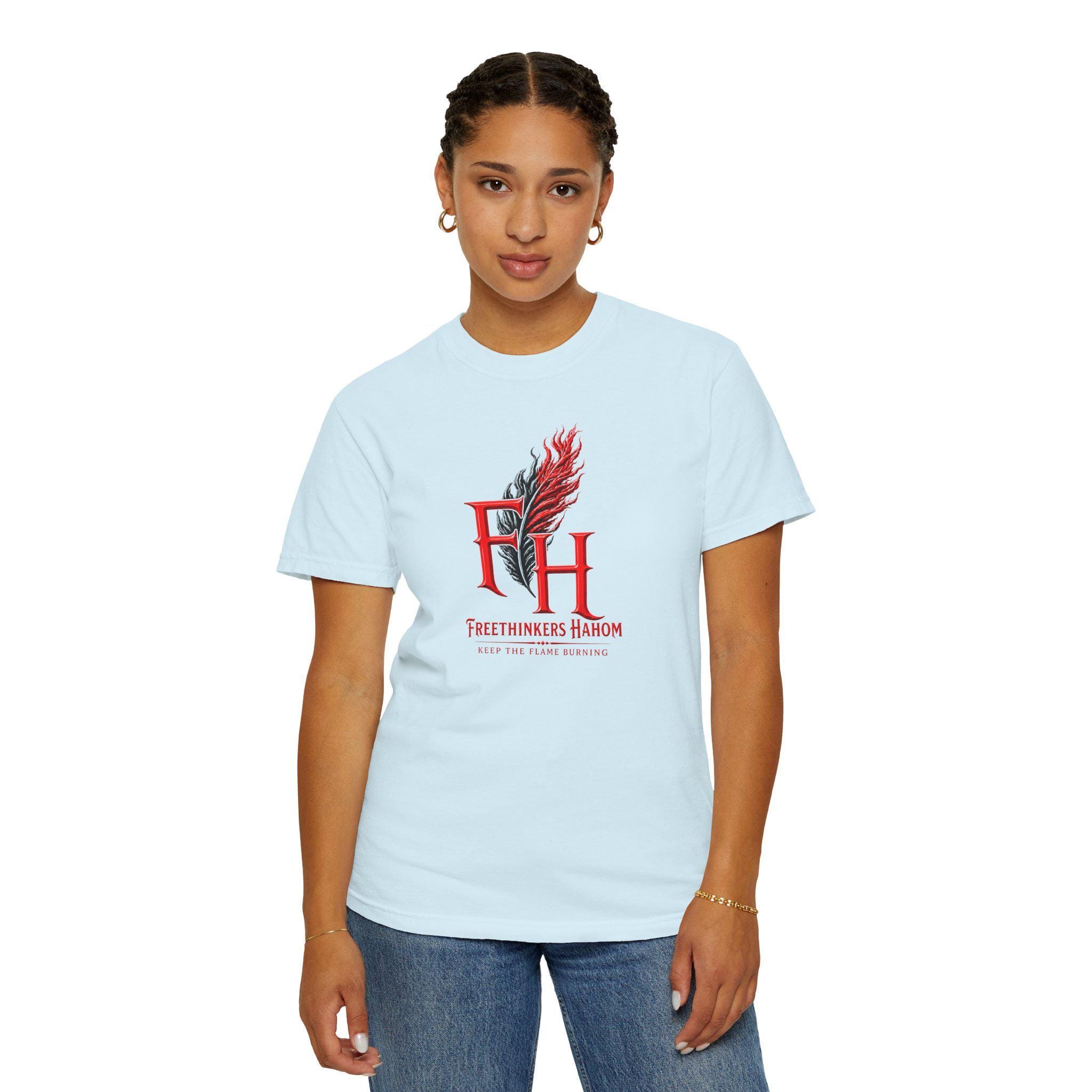Freethinkers Hahom FH Flame Quill logo T-shirt | Graphic Tee, view 10