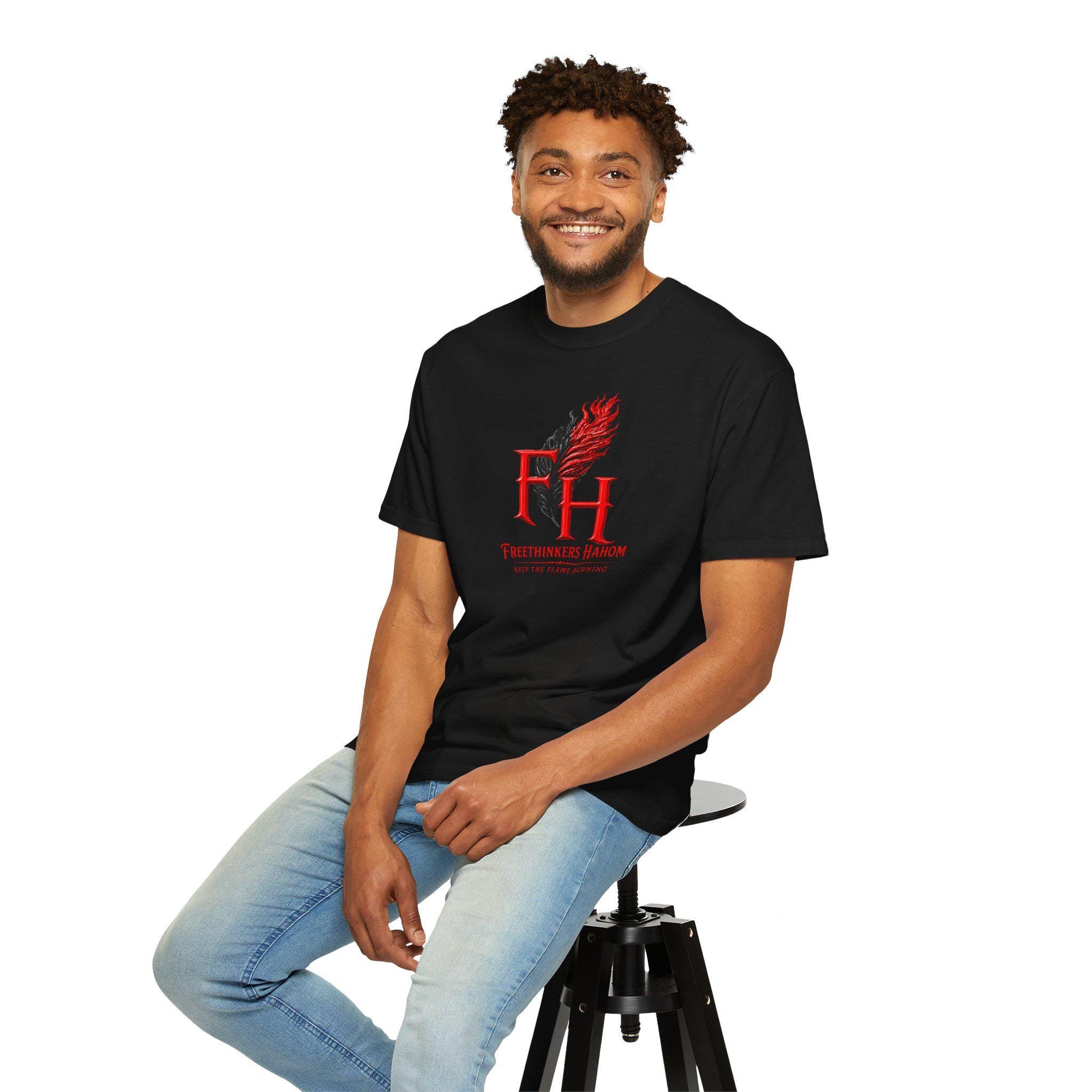 Freethinkers Hahom FH Flame Quill logo T-shirt | Graphic Tee, view 14