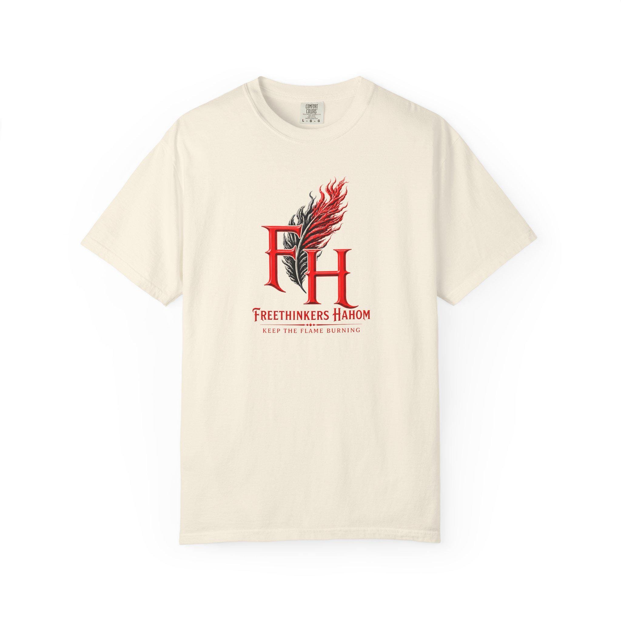 Freethinkers Hahom FH Flame Quill logo T-shirt | Graphic Tee, view 16