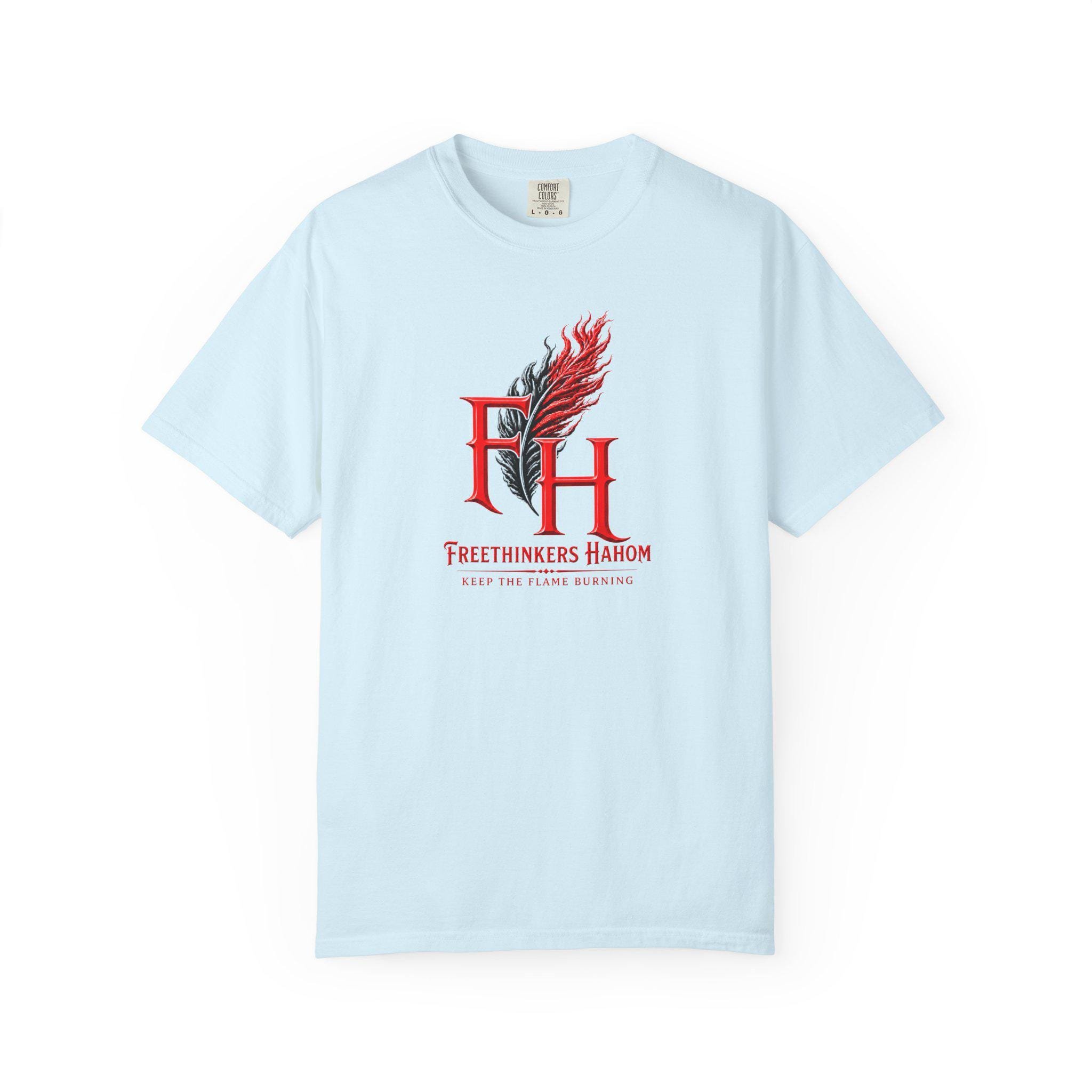 Freethinkers Hahom FH Flame Quill logo T-shirt | Graphic Tee, view 4