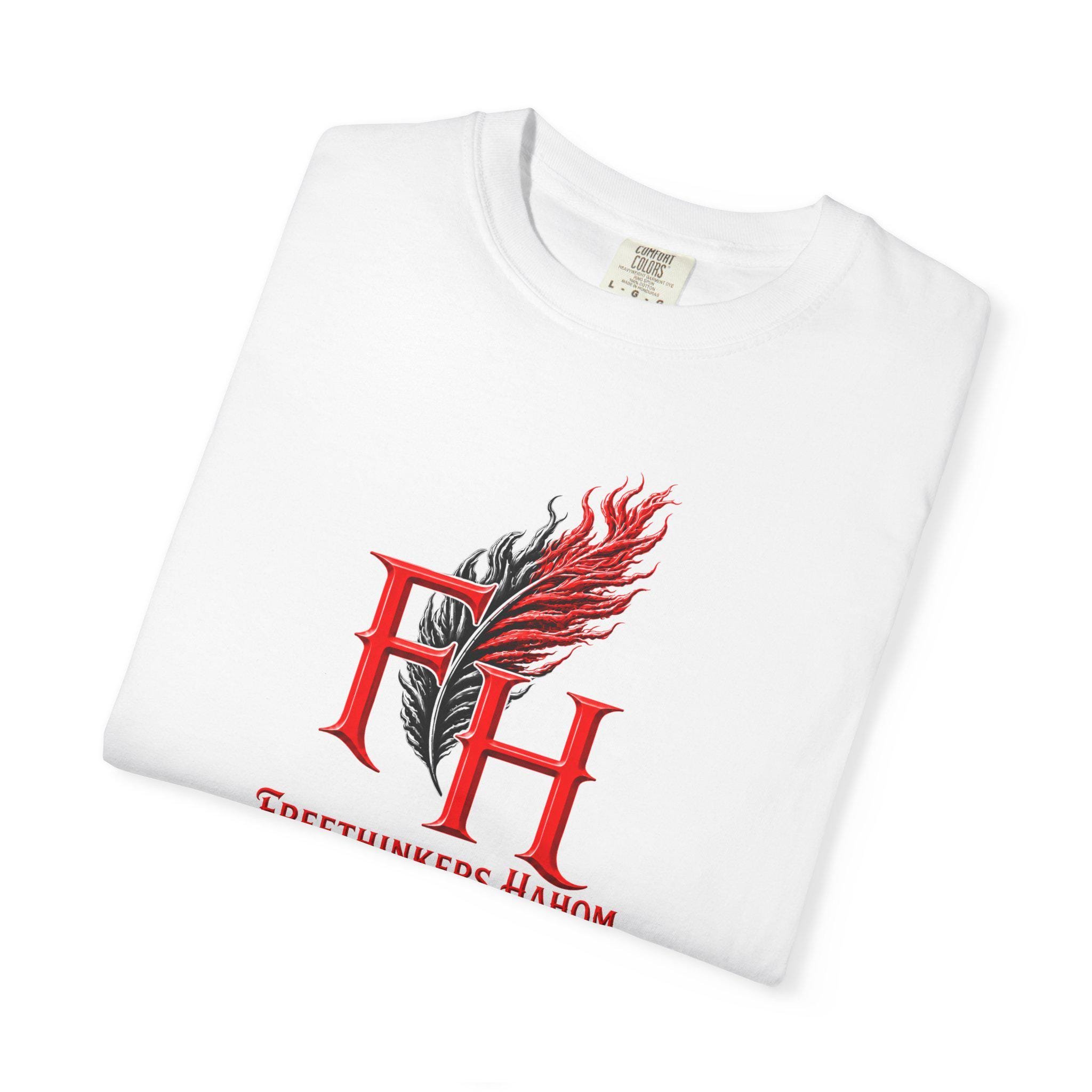 Freethinkers Hahom FH Flame Quill logo T-shirt | Graphic Tee, view 6