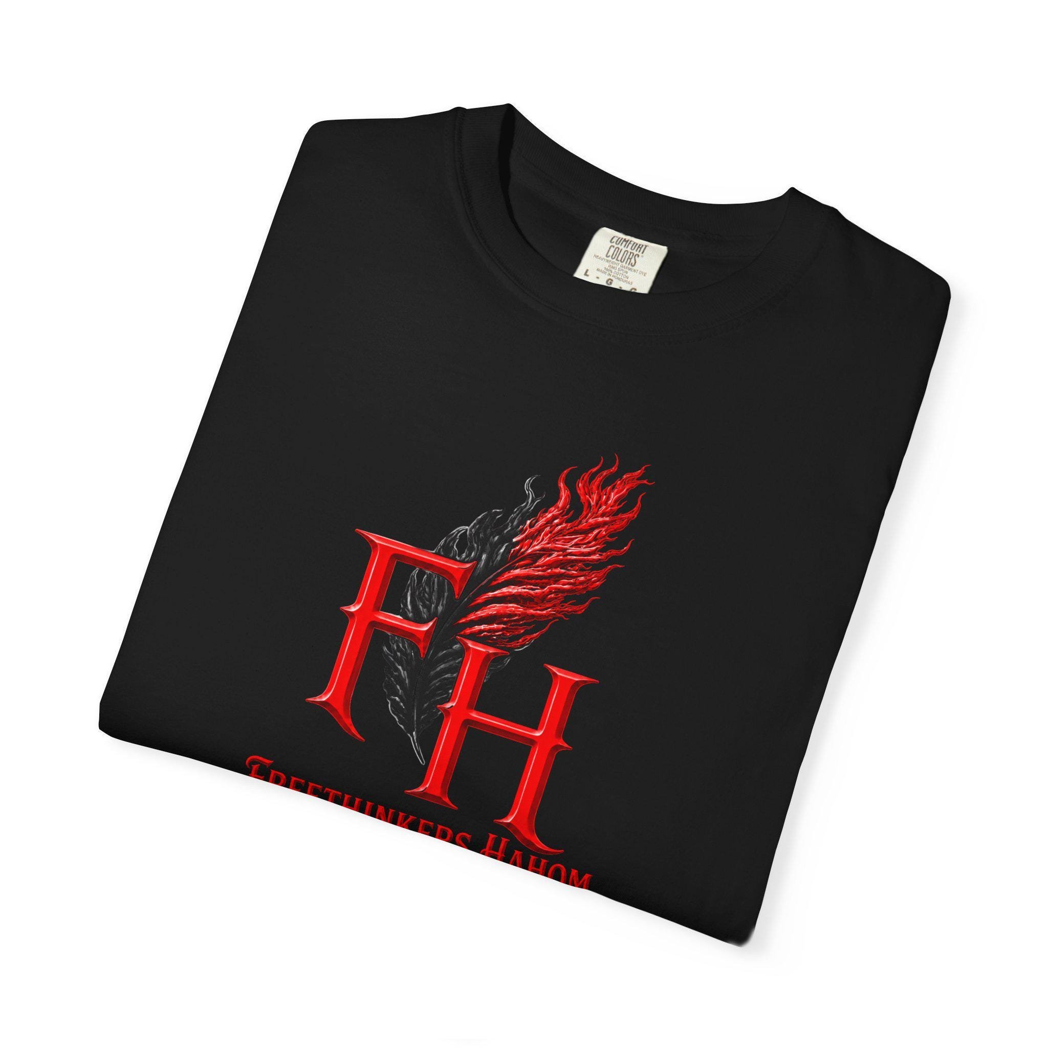 Freethinkers Hahom FH Flame Quill logo T-shirt | Graphic Tee, view 8