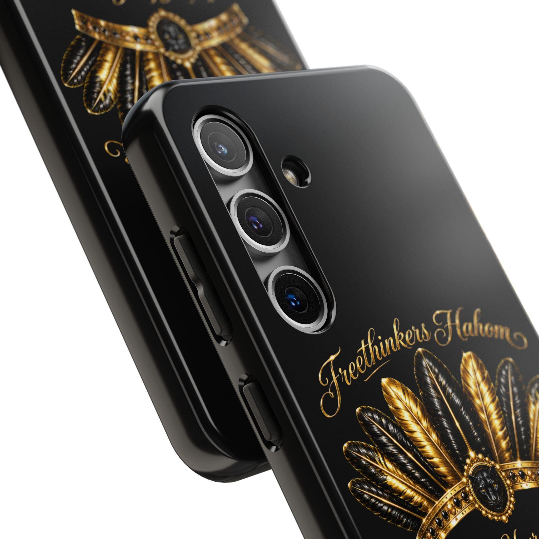 Gold Feather Crown phone case | Freethinkers Hahom Wear Your Crown, view 2
